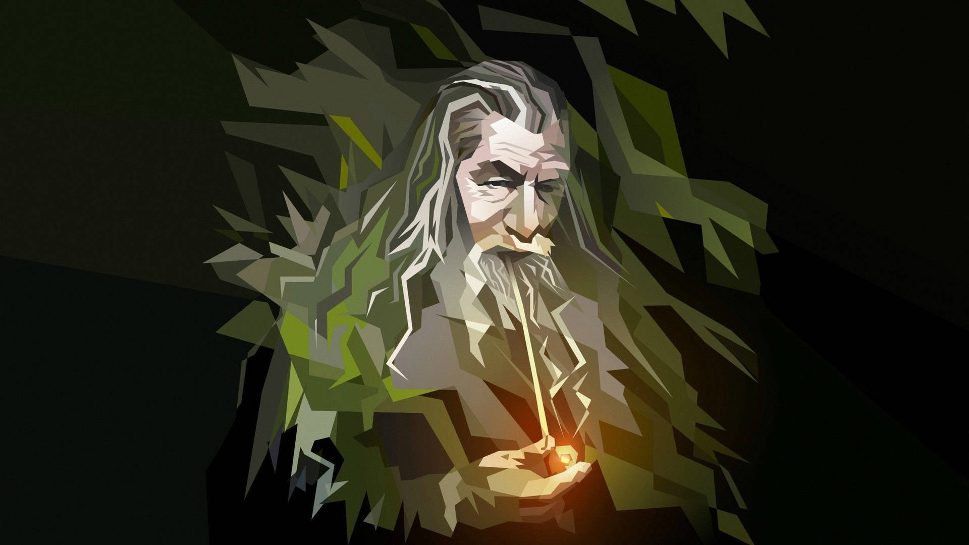 Geometric Artwork of Gandalf from Lord of the Rings Wallpaper
