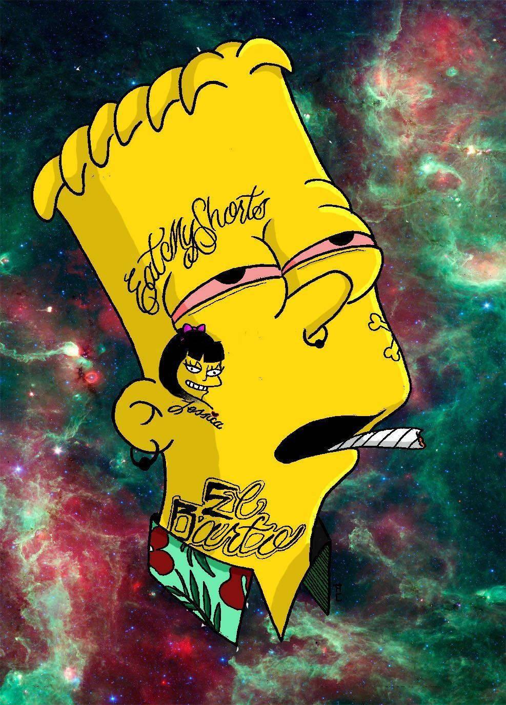 Bart As Gangsta Cartoon Member Of The Simpsons Wallpaper