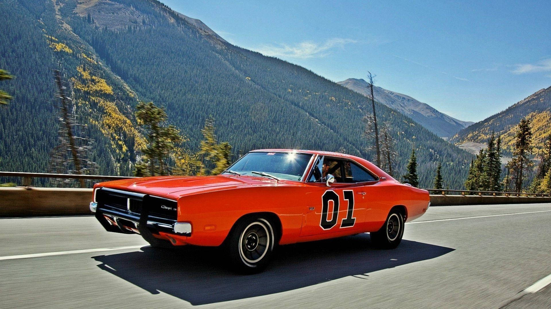 General Lee Running On The Road Wallpaper