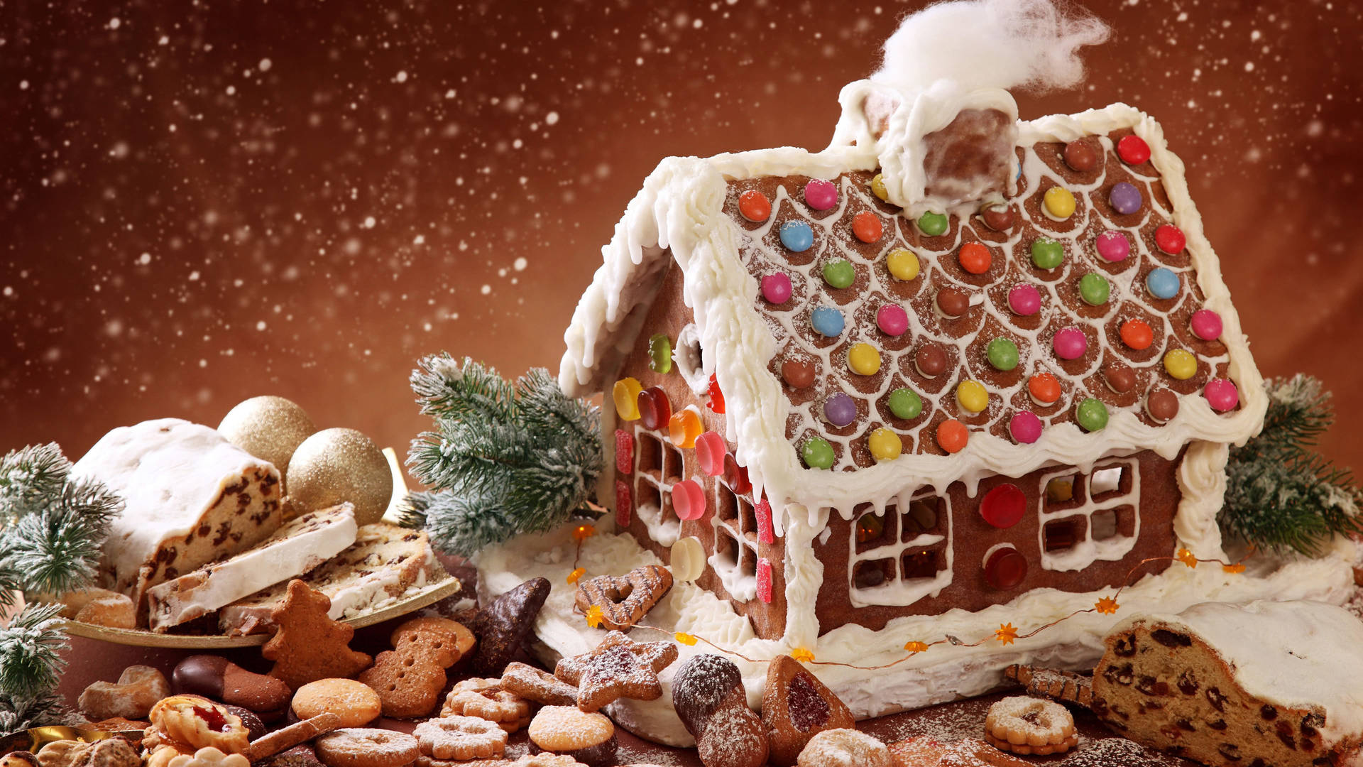 Delectable Gingerbread Chocolate House Wallpaper