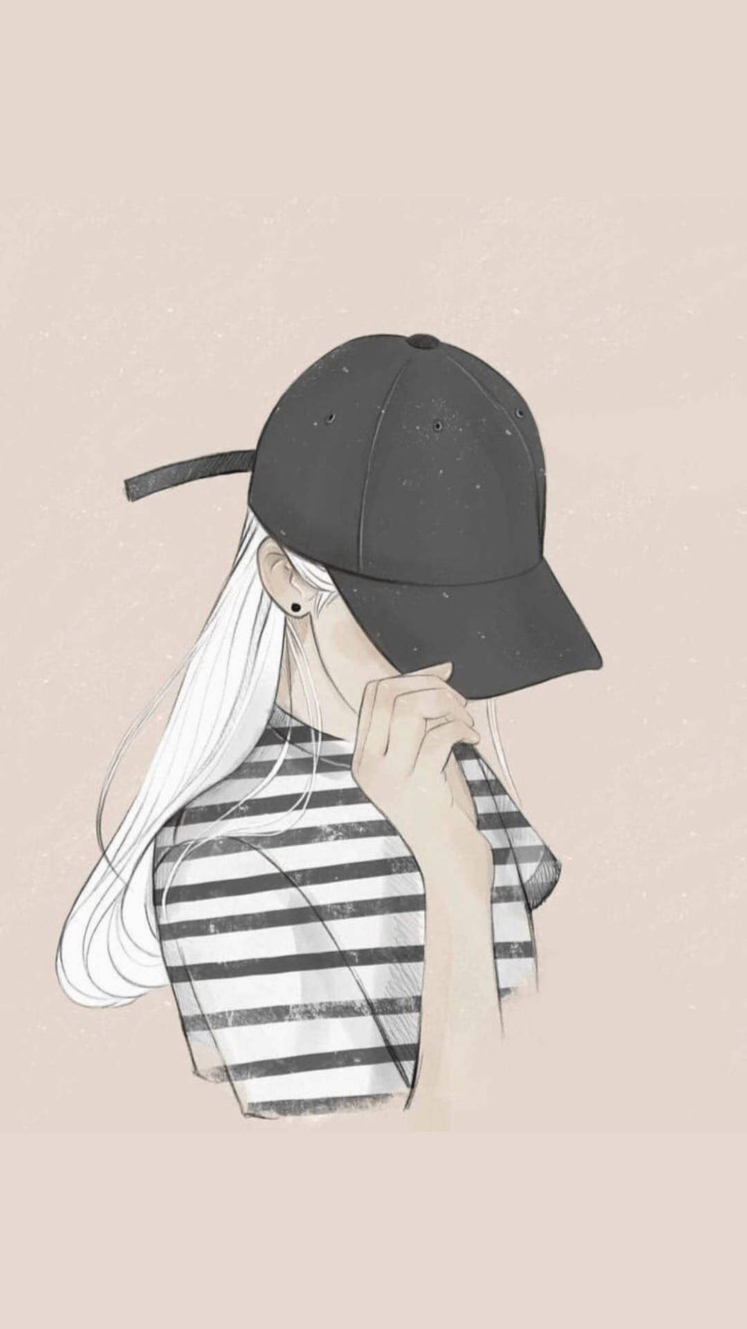 Girl With Cap Aesthetic Sketches Wallpaper