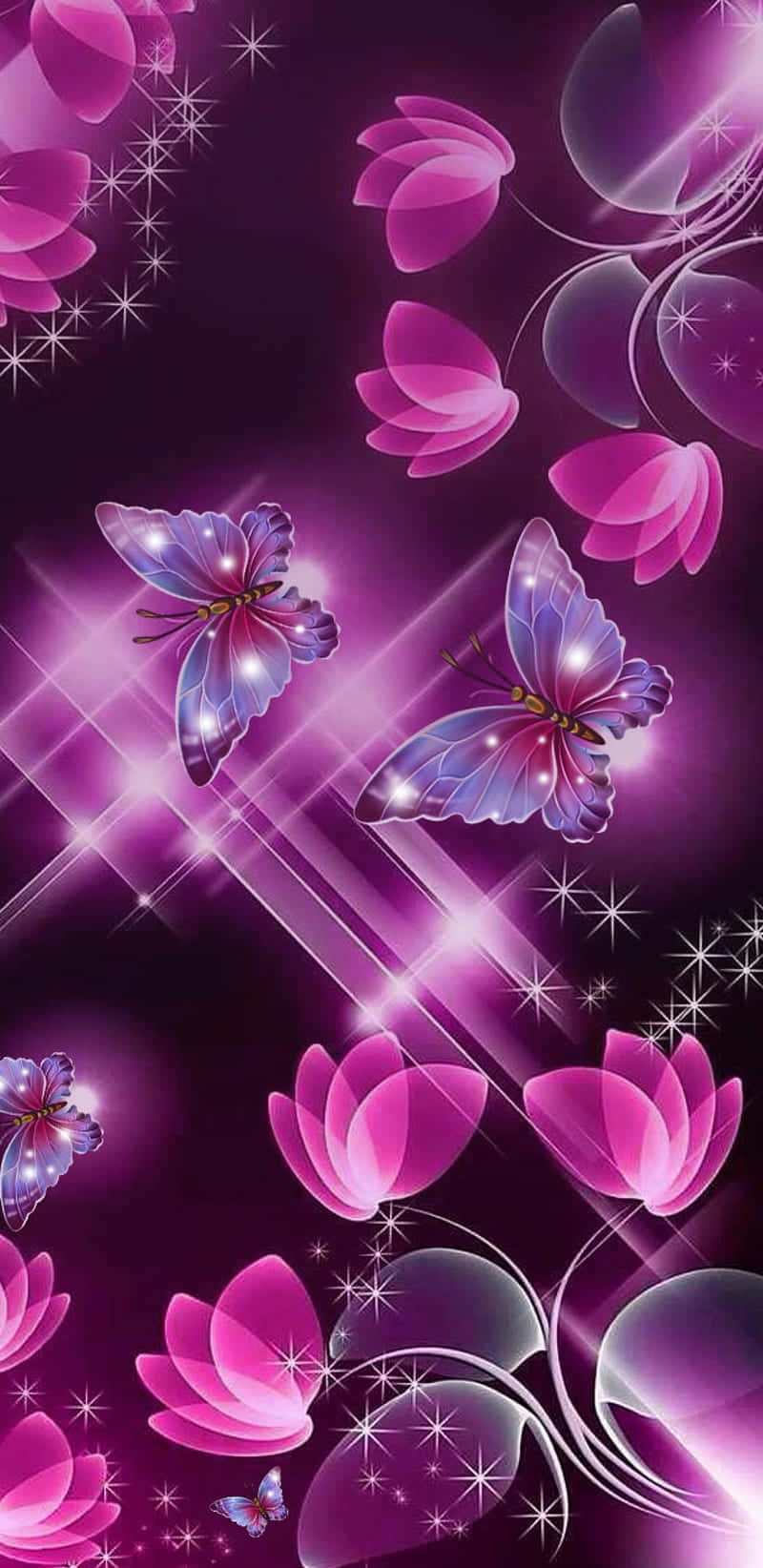 Colorful and Sparkly Glitter Butterfly Wallpaper