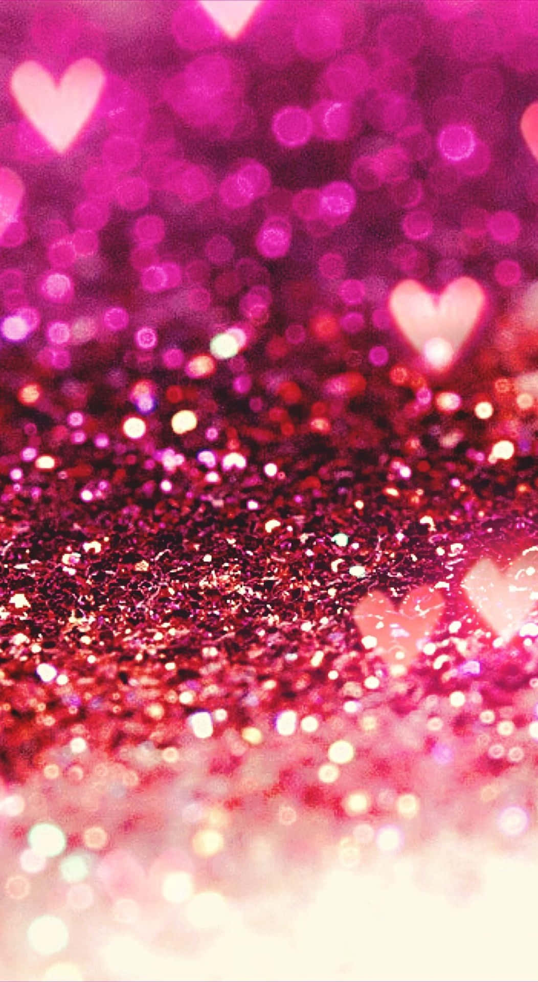 Glitter Pink Hearts Bokeh Design Wallpaper