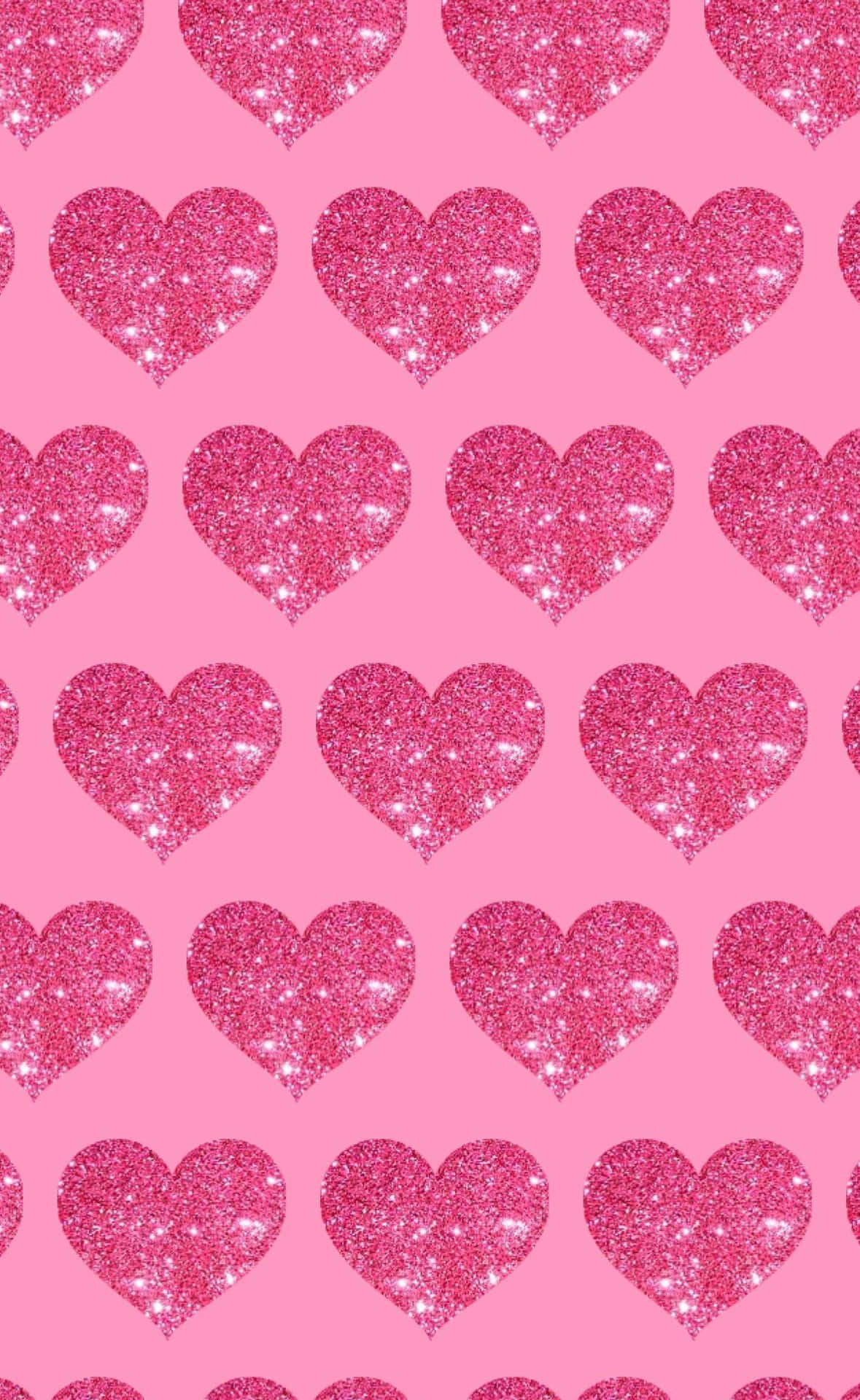 Glittery Pink Hearts Pattern Wallpaper