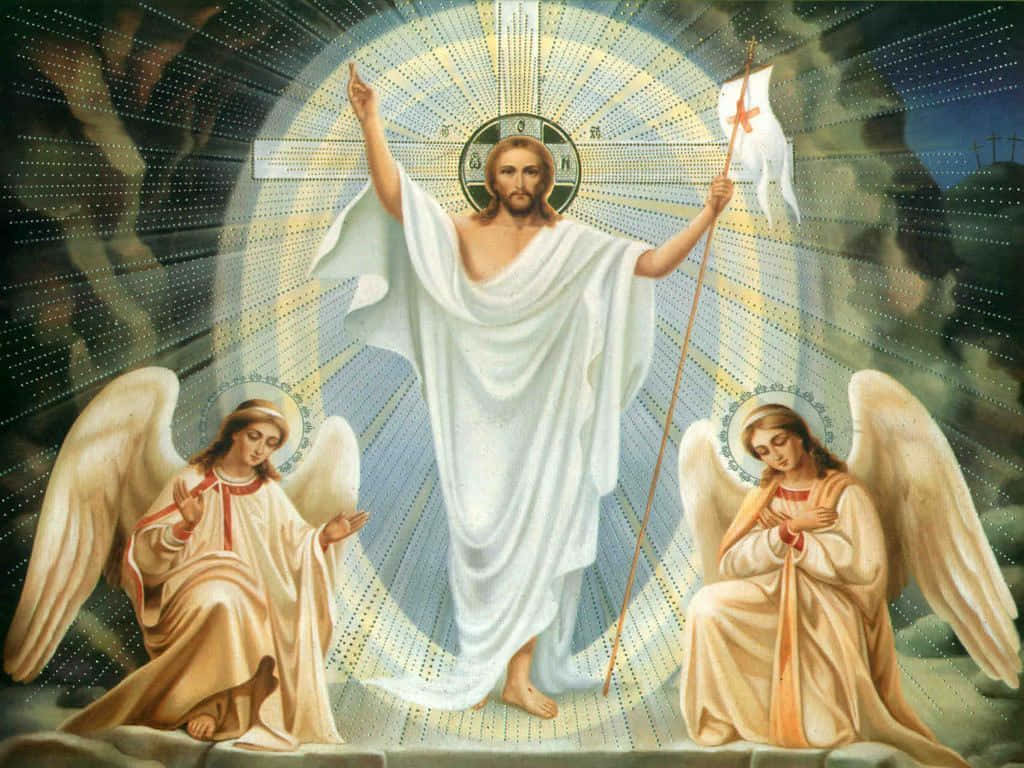 God Jesus With Angels Wallpaper
