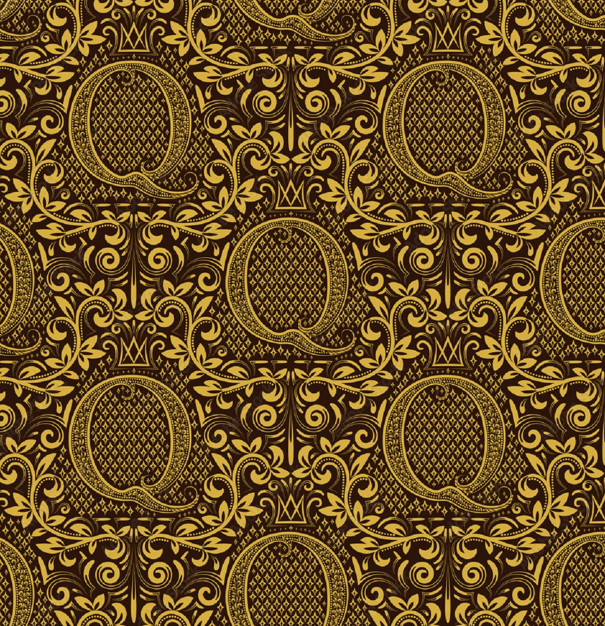 Gold Letter Q Pattern Wallpaper