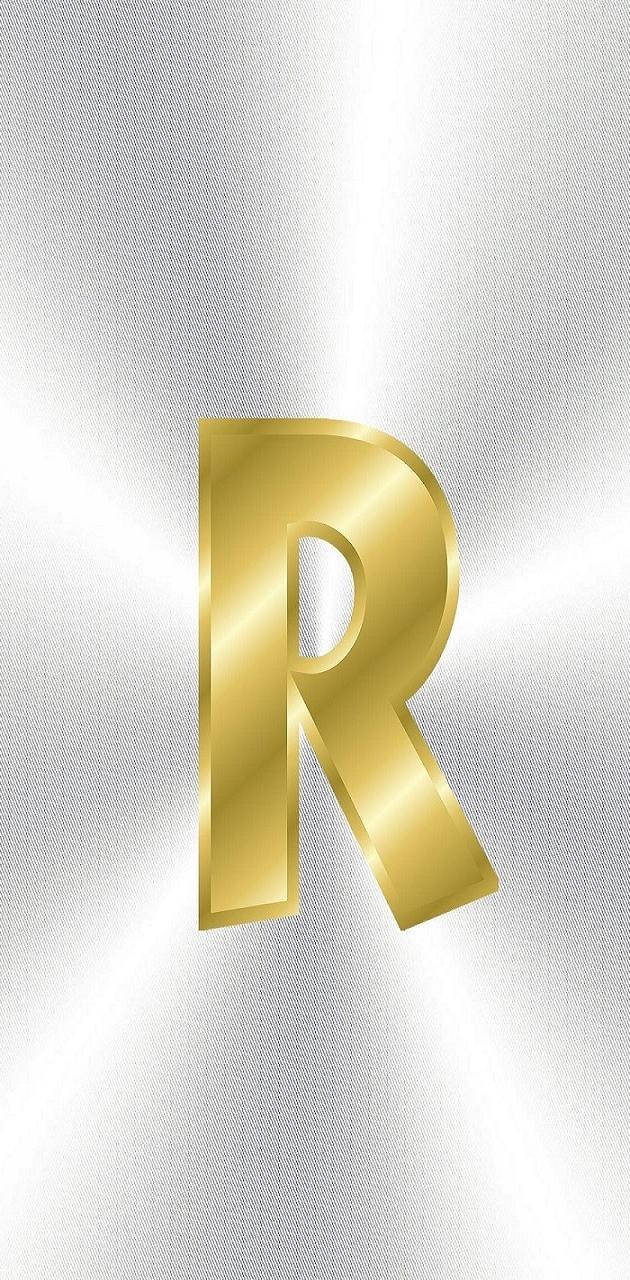 Dazzling Gold Letter R on a Silver Background Wallpaper