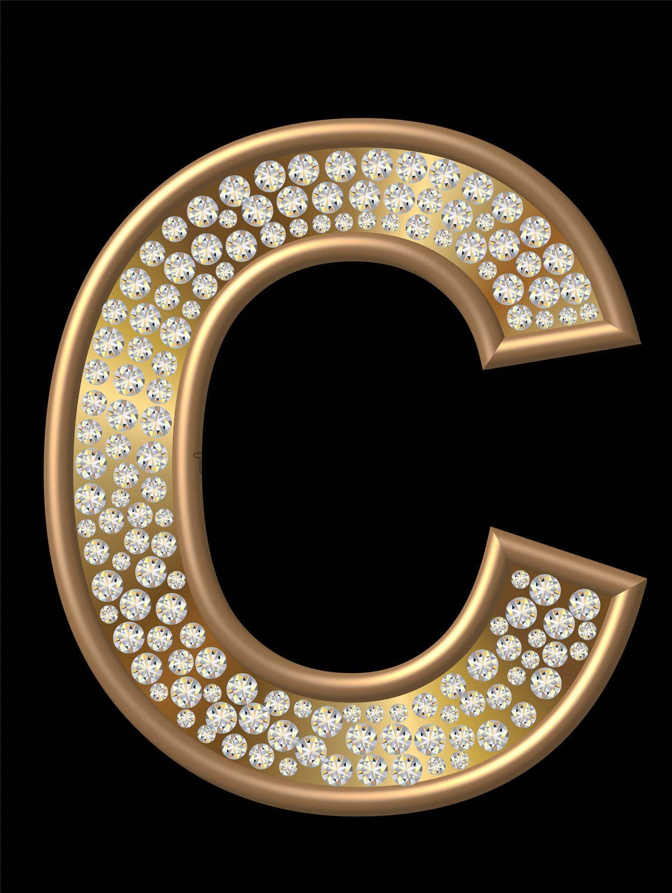 Gold Studded Diamonds Letter C Wallpaper
