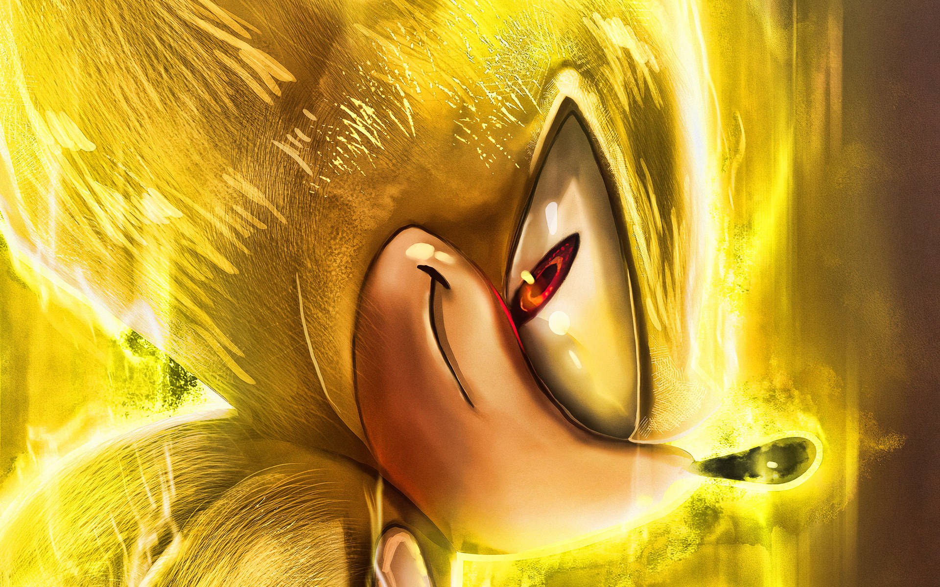 Caption: Sonic The Hedgehog Shining in Gold Wallpaper