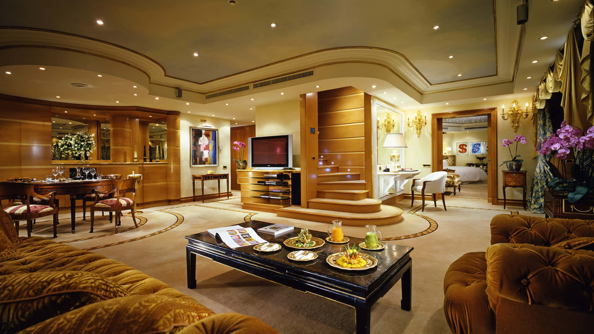 Grand Interior Of Luxury House Apartment Wallpaper