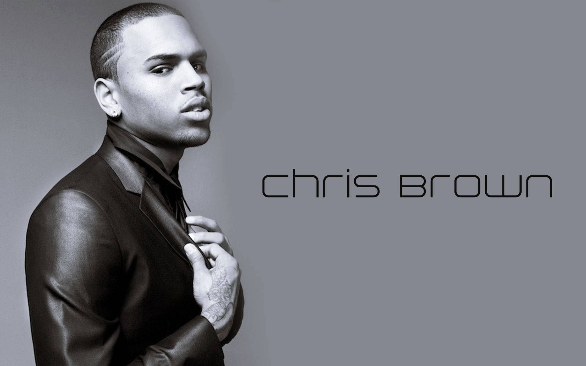 Grayscale Chris Brown In Suit Wallpaper