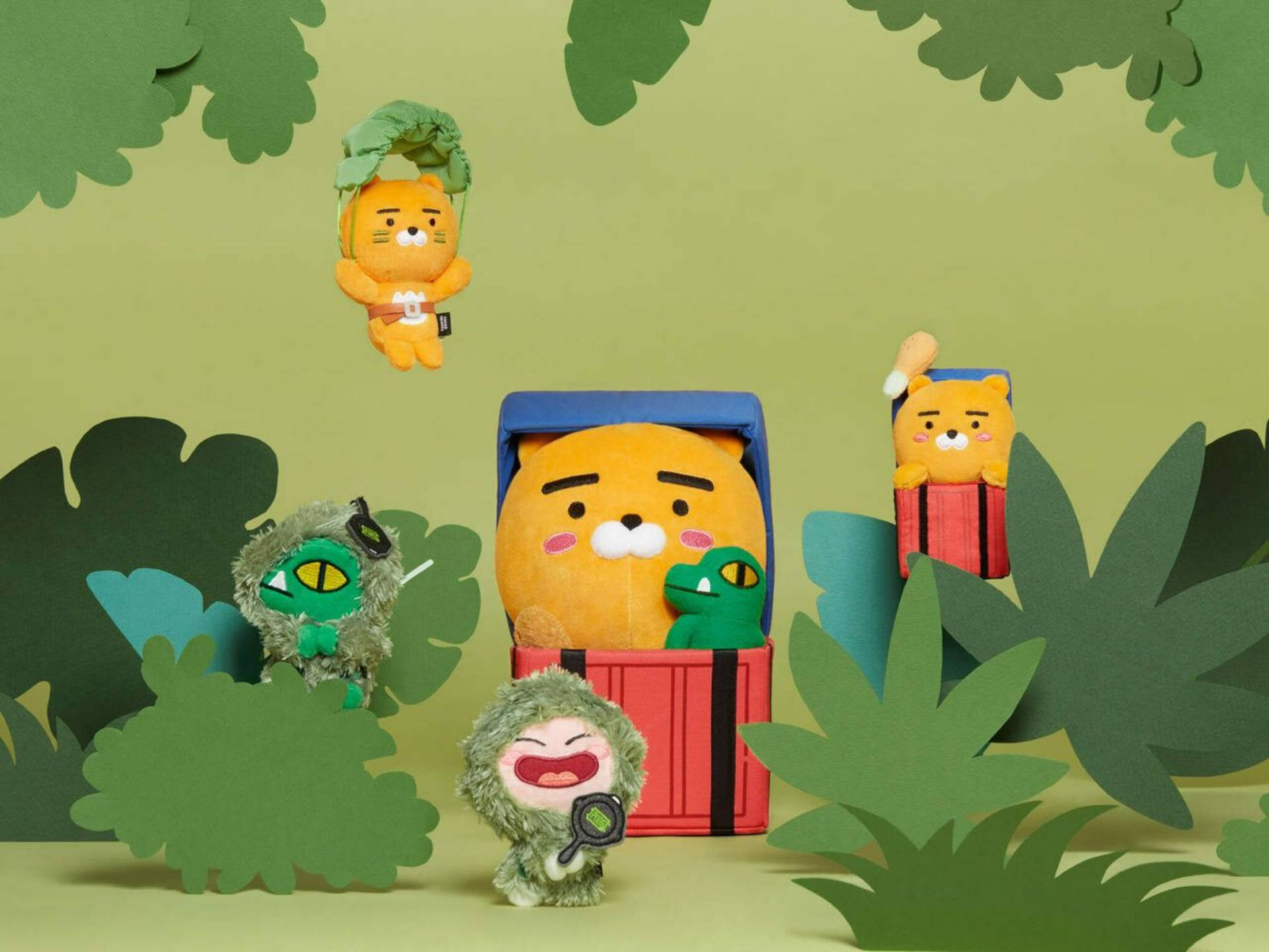 Join the gang of fun and adventure with the Kakao Friends at the Green Jungle! Wallpaper