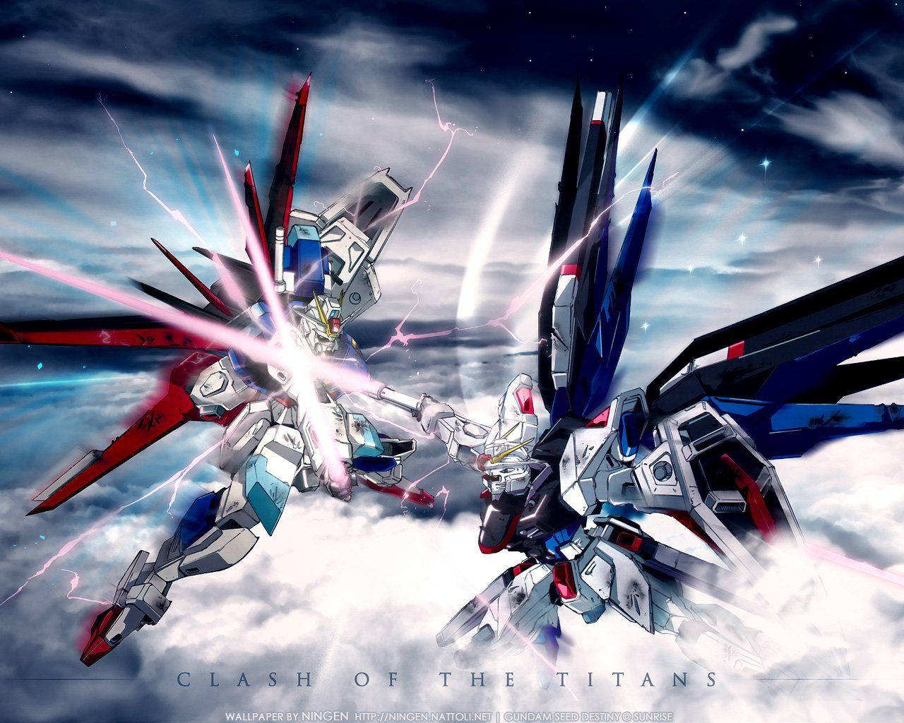 "The mighty Gundam in battle, ready to defend justice and freedom." Wallpaper
