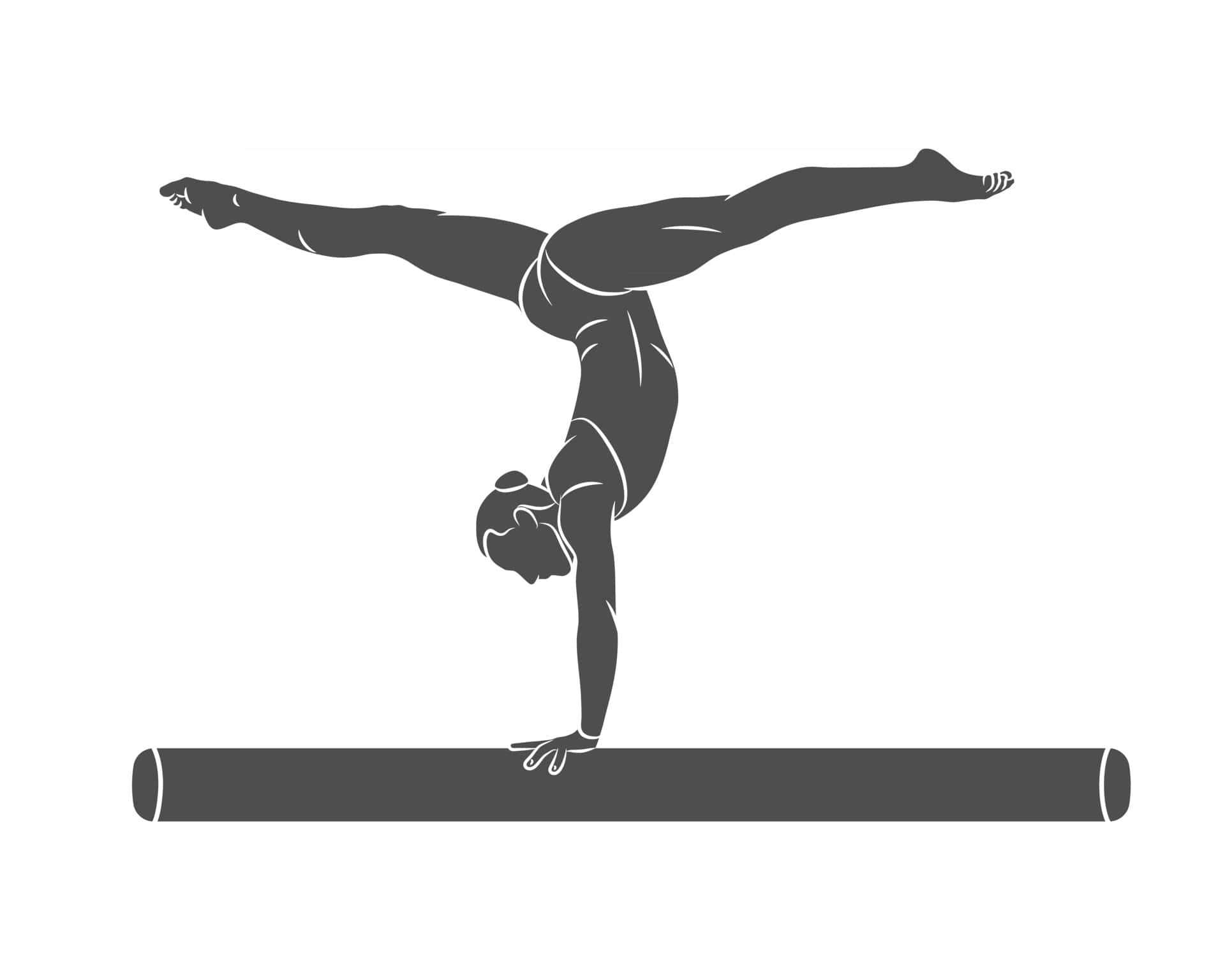 Female gymnast gracefully balancing on a beam