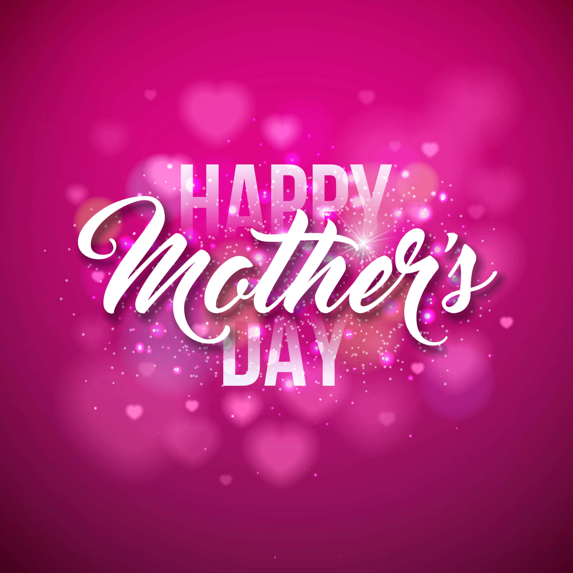 Happy Mother's Day Greeting Card With Hearts And Bokeh