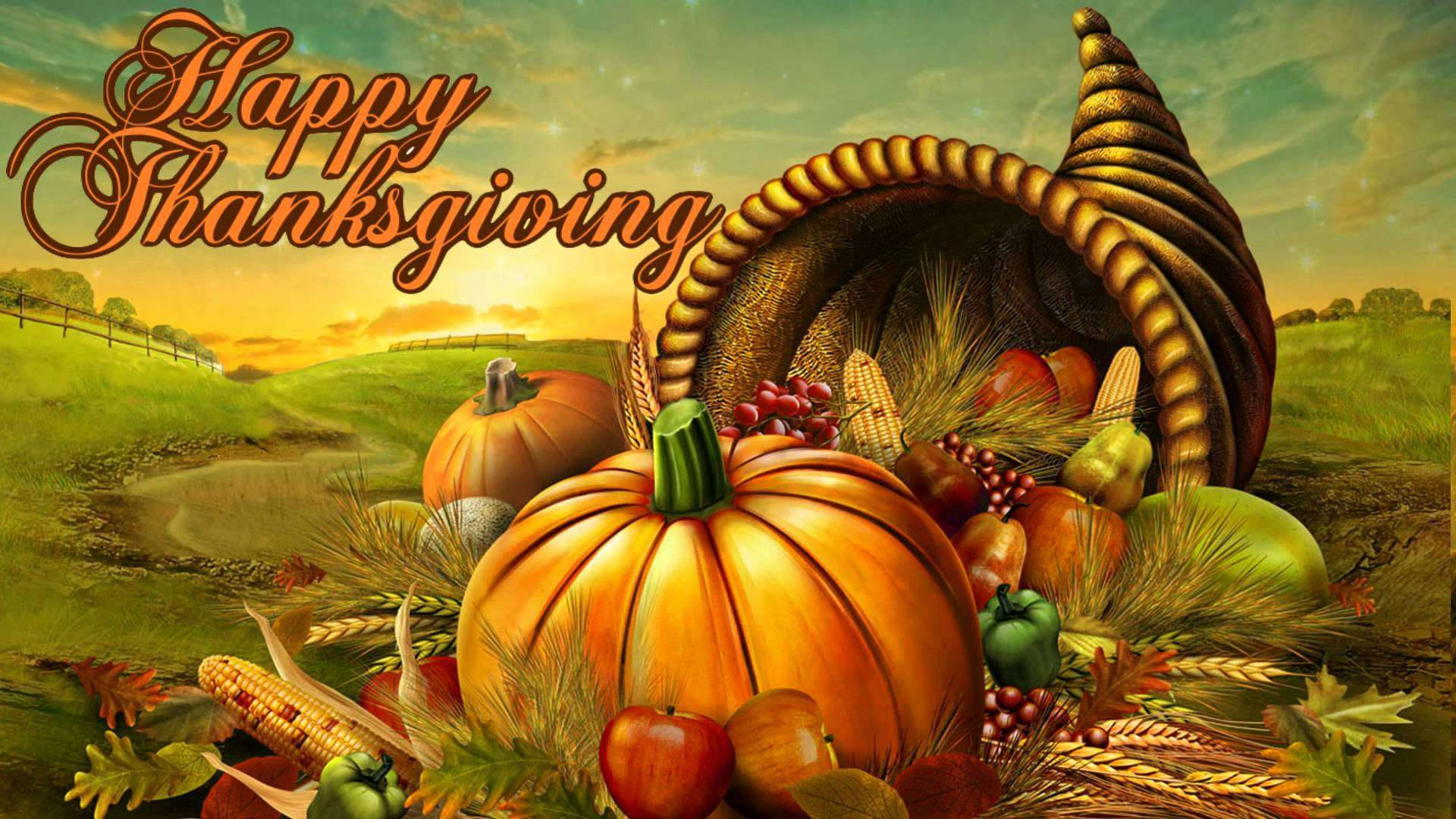 "Let us be grateful for the bountiful harvest and joyous festivities of Thanksgiving!" Wallpaper