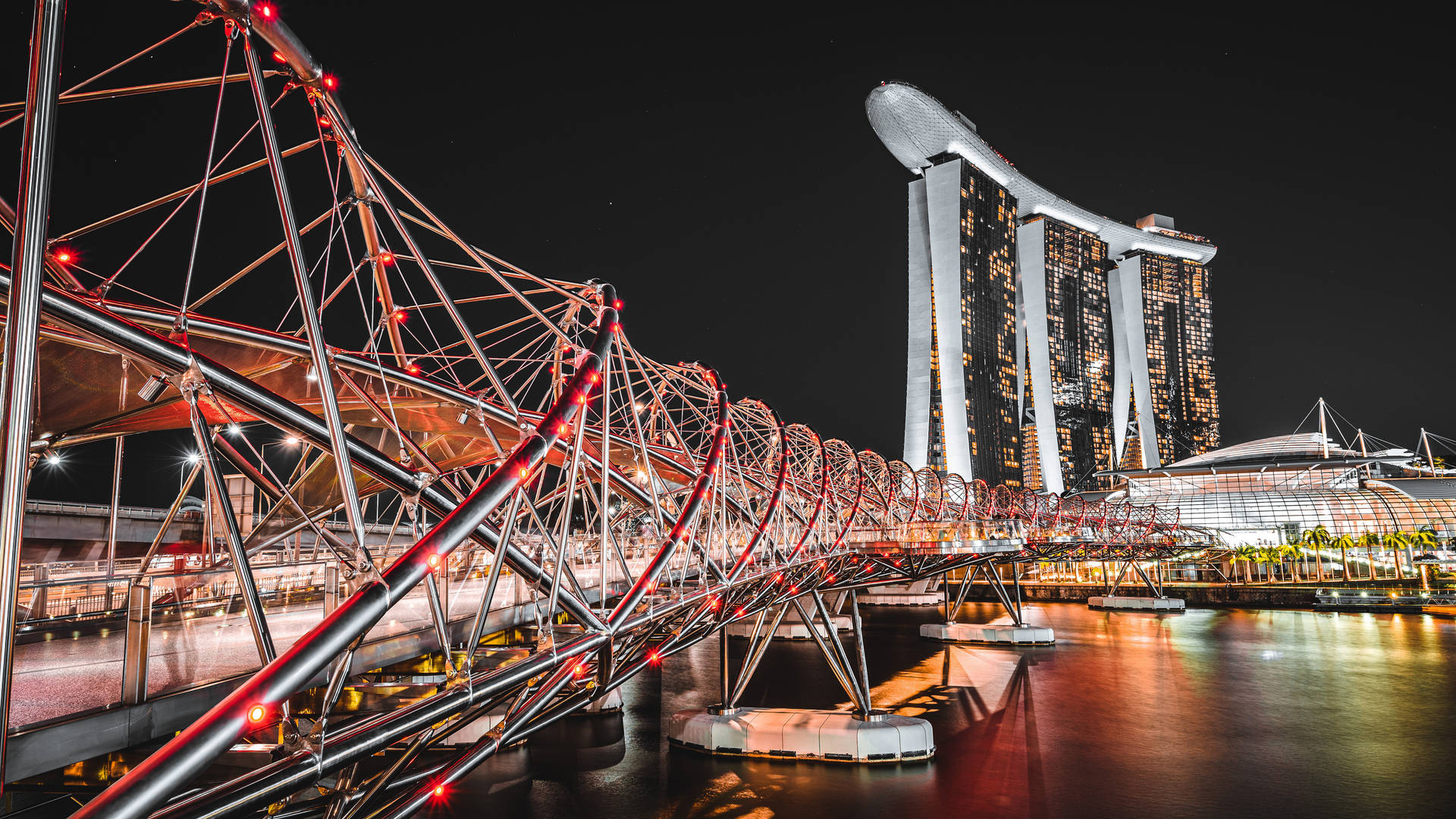 HD Engineering masterpiece, the Helix Bridge at night. Wallpaper