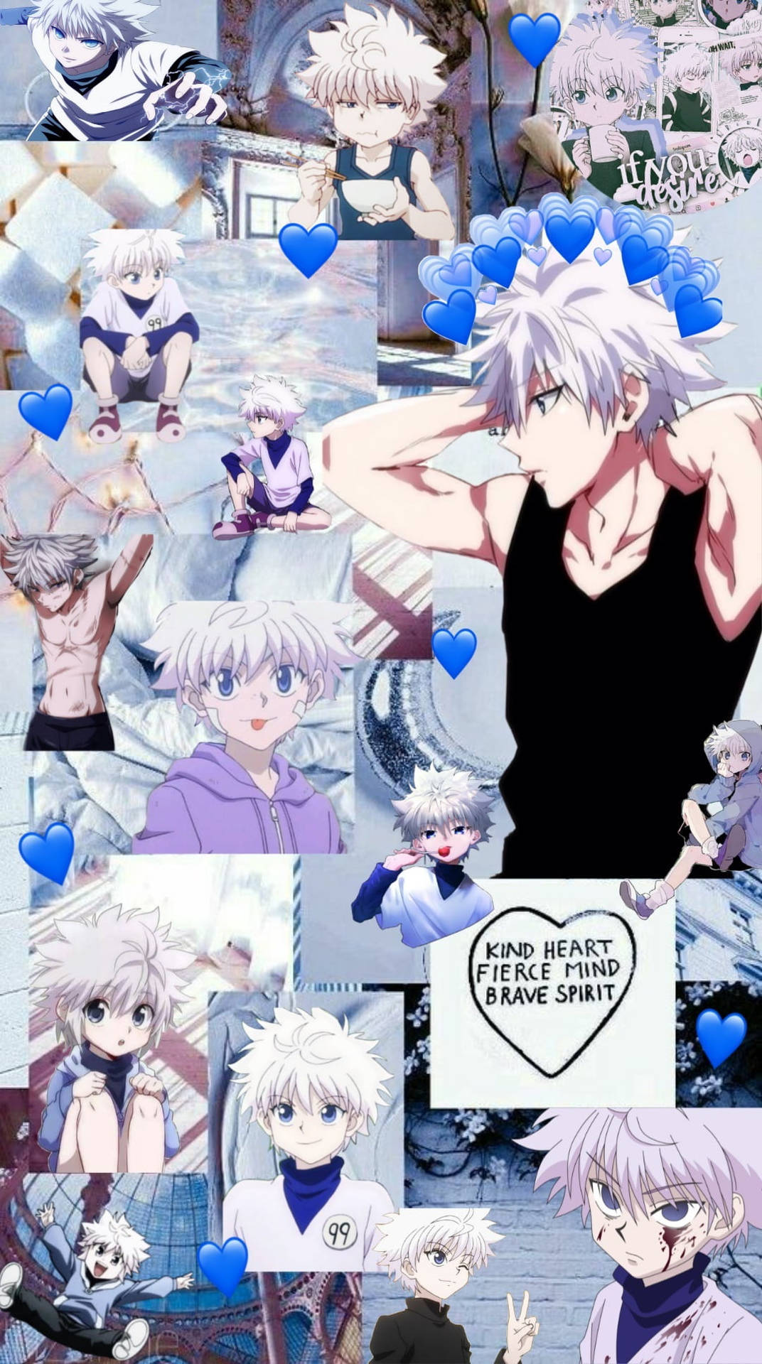Heart Collage Of Killua Iphone Wallpaper