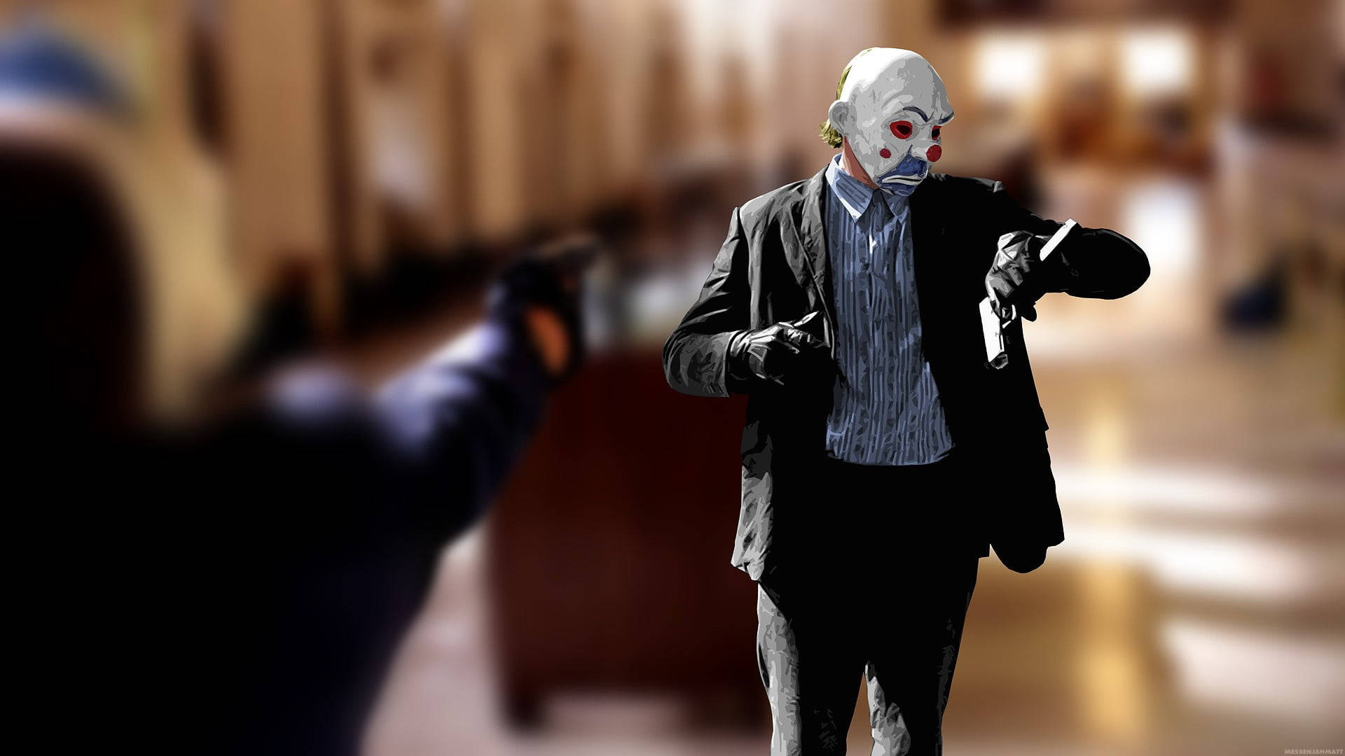 Heath Ledger Joker Bank Heist Wallpaper