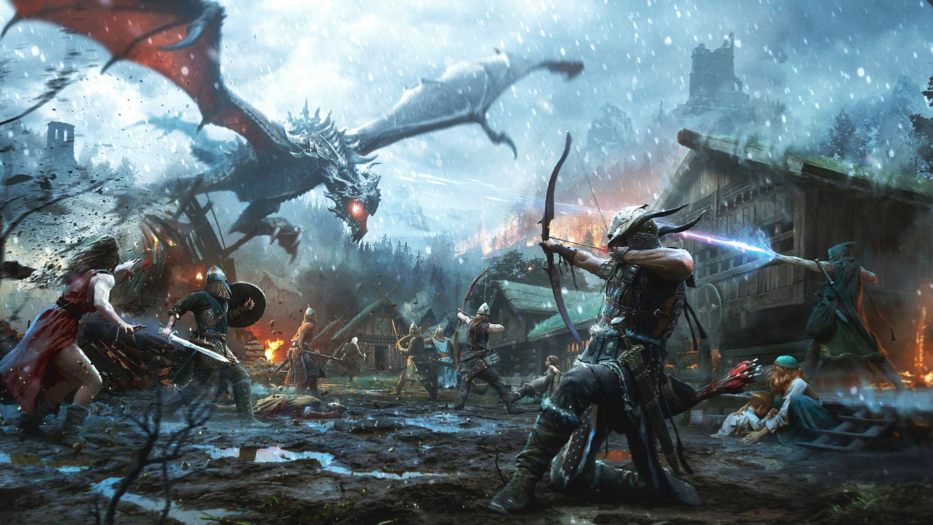 Epic Heroes Of Skyrim 1440p Gaming Wallpaper Wallpaper