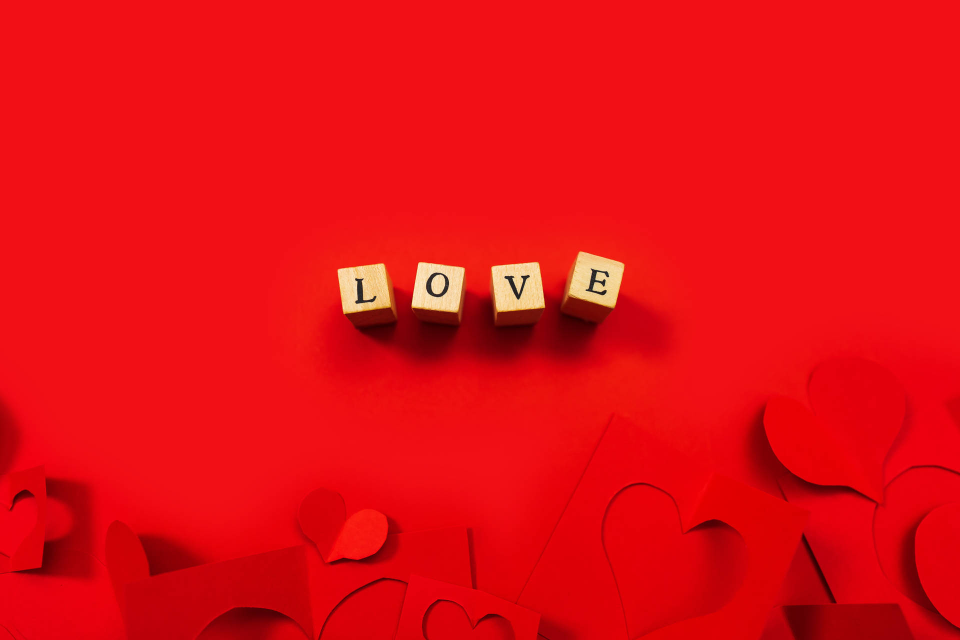 I Love You So Much Wood Blocks Red Wallpaper