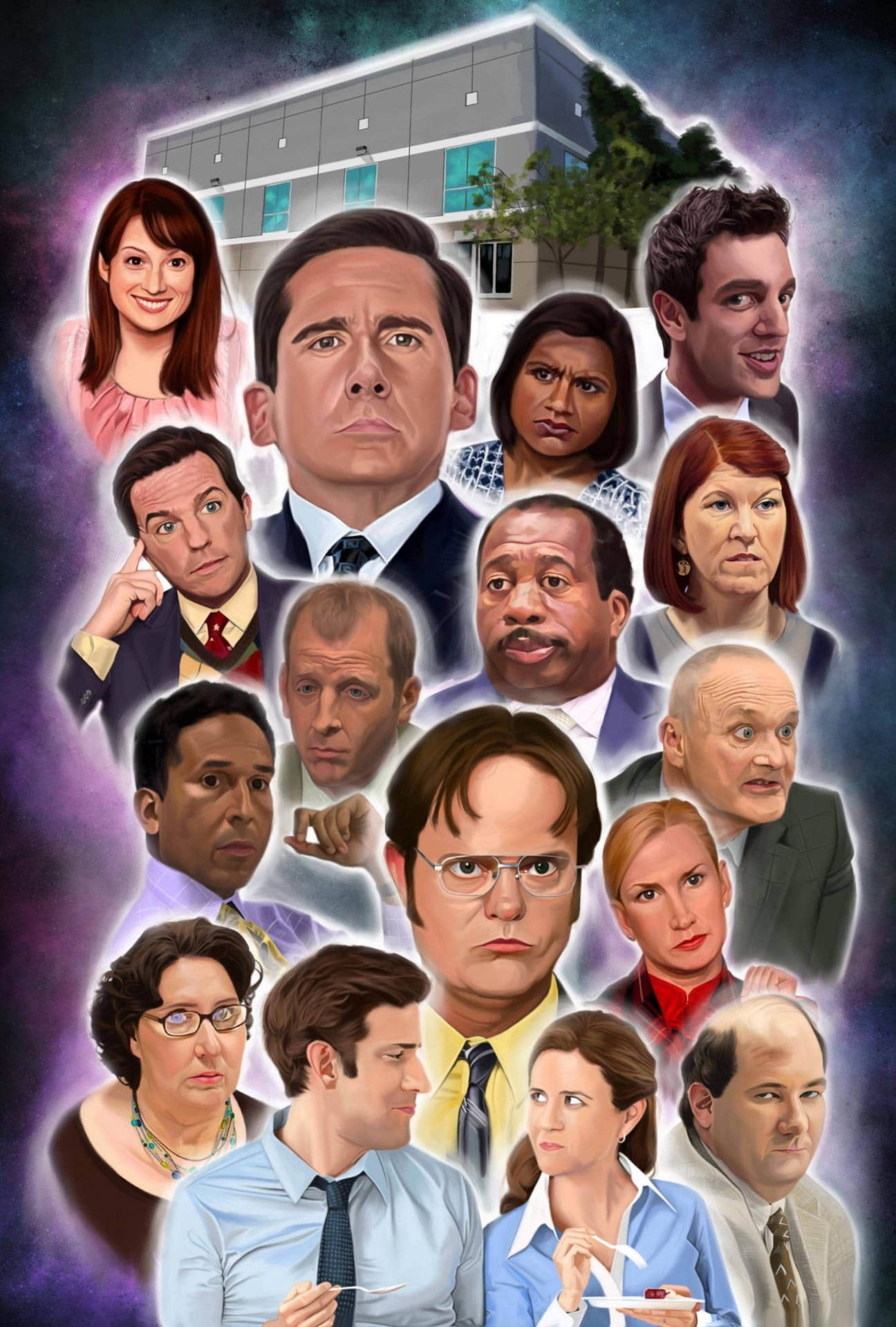 Illustrated Heads The Office iPhone Wallpaper