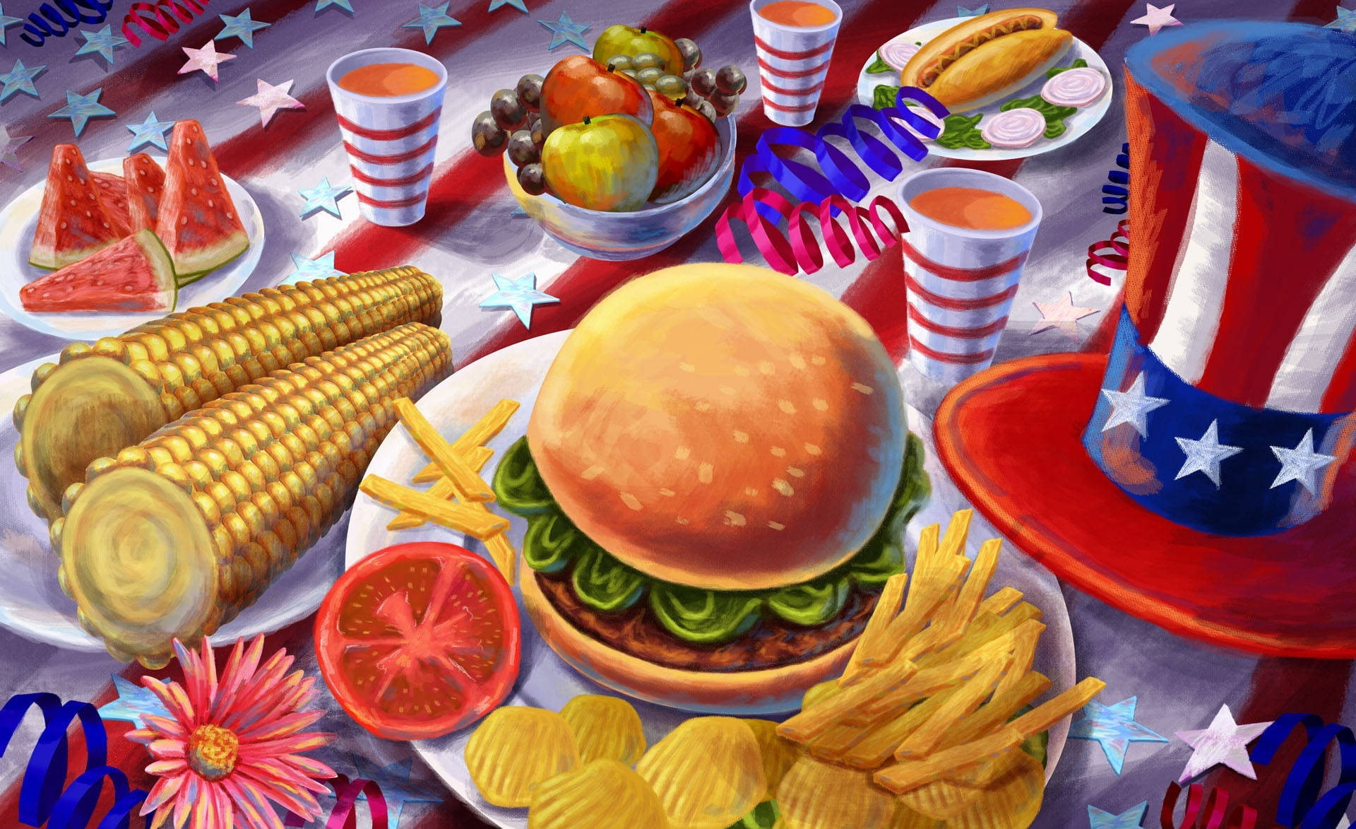Independence Day Cookout Art Wallpaper