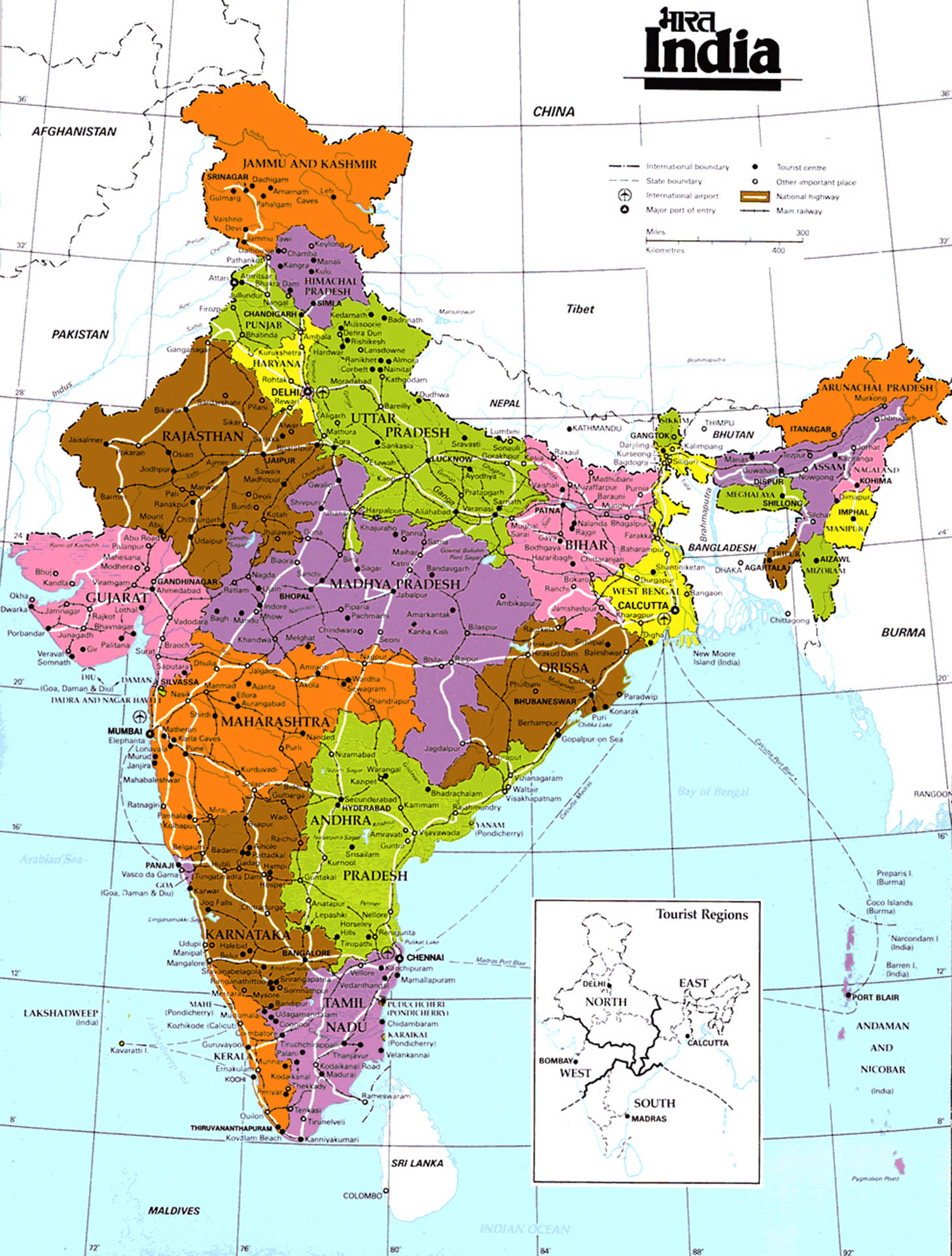 India Map Capital States Wallpaper