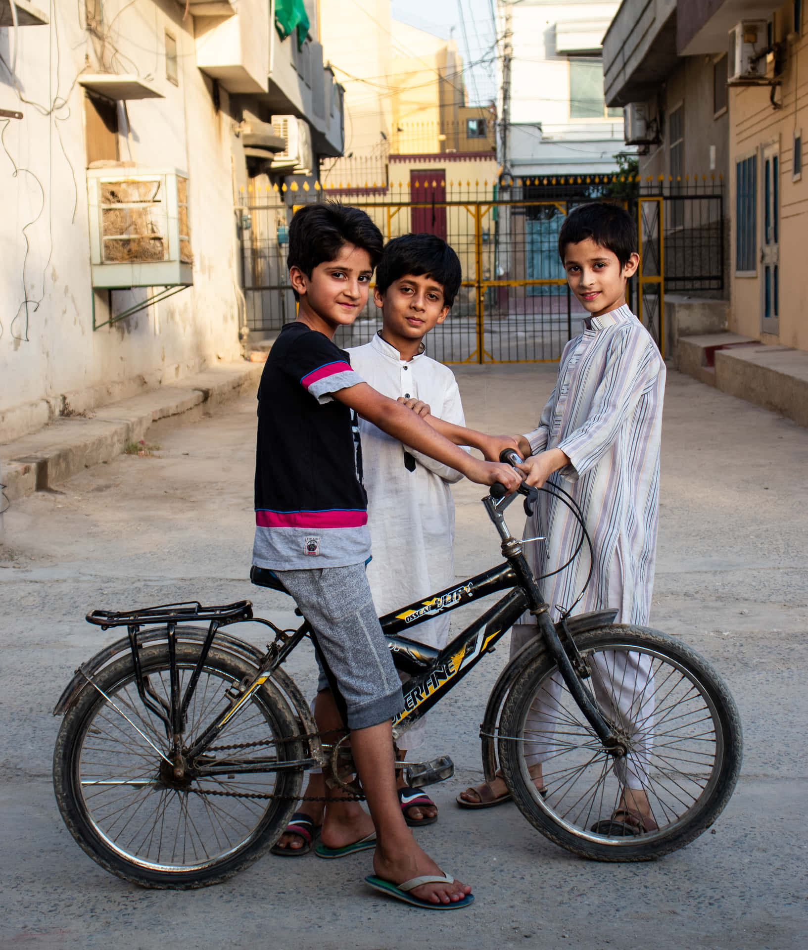 Indian Boys With Bicycle Picture