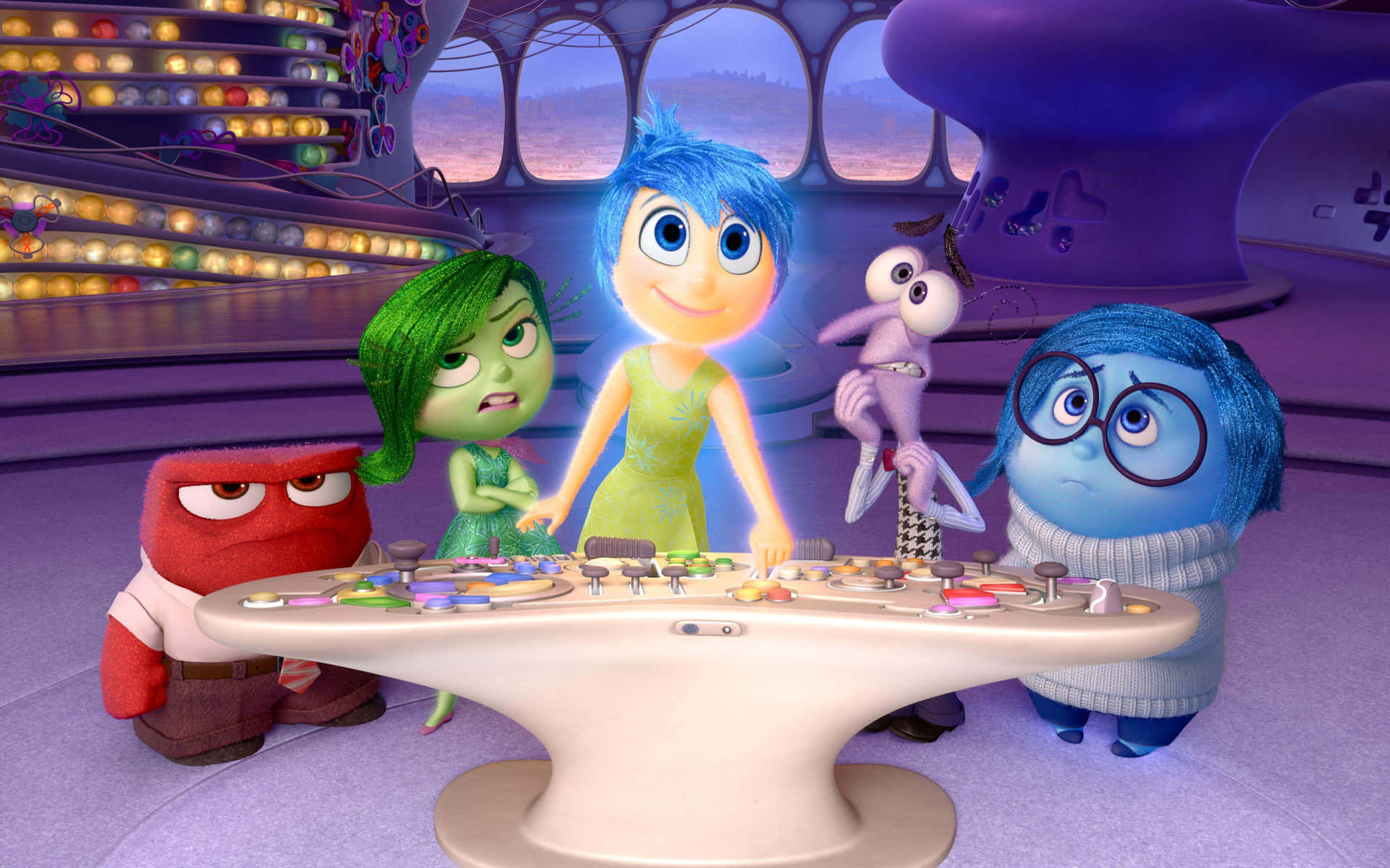 Joy and Sadness enjoy their adventure in the ‘Headquarters’ of Inside Out.