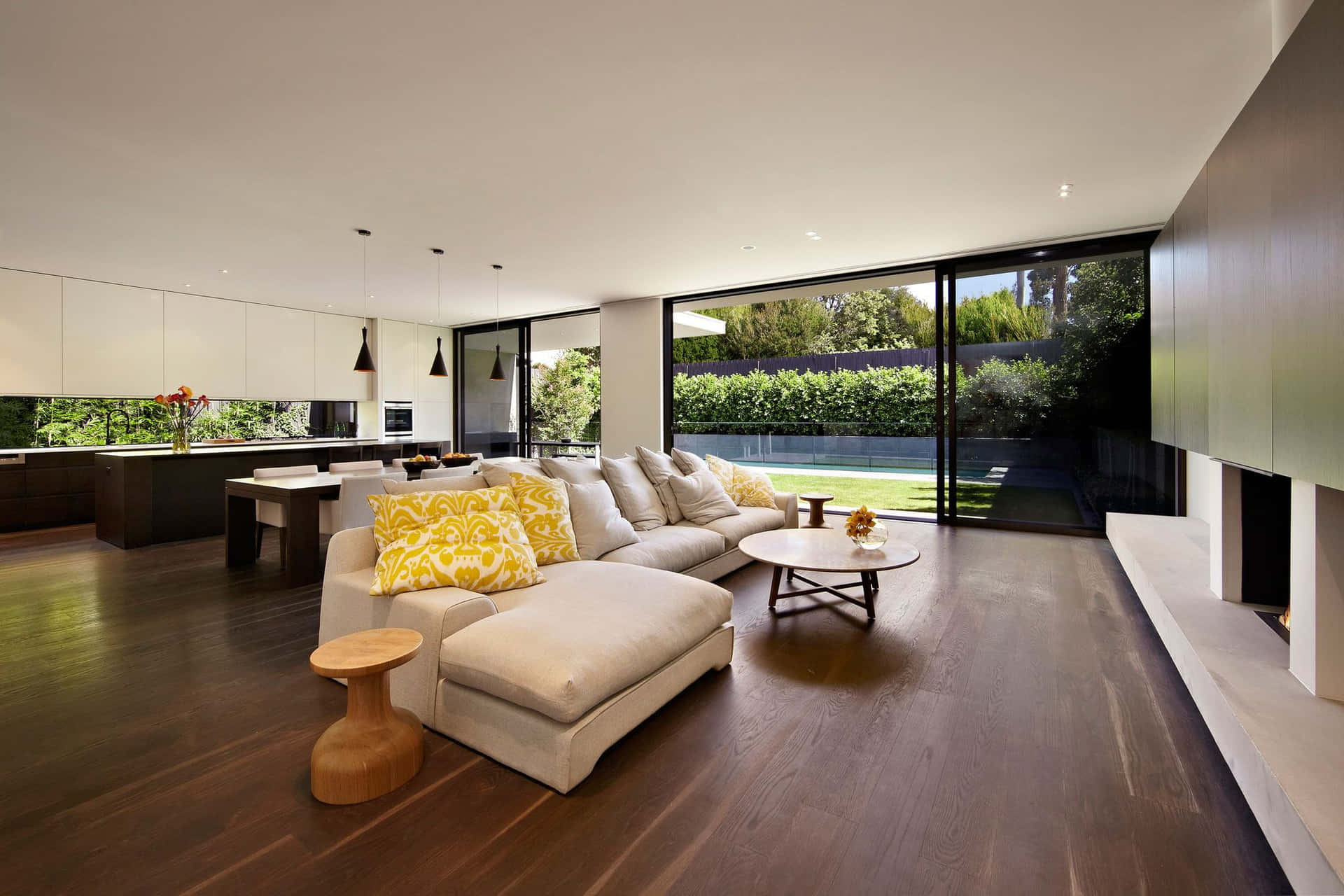 Elegant Living Room in Luxury House Wallpaper