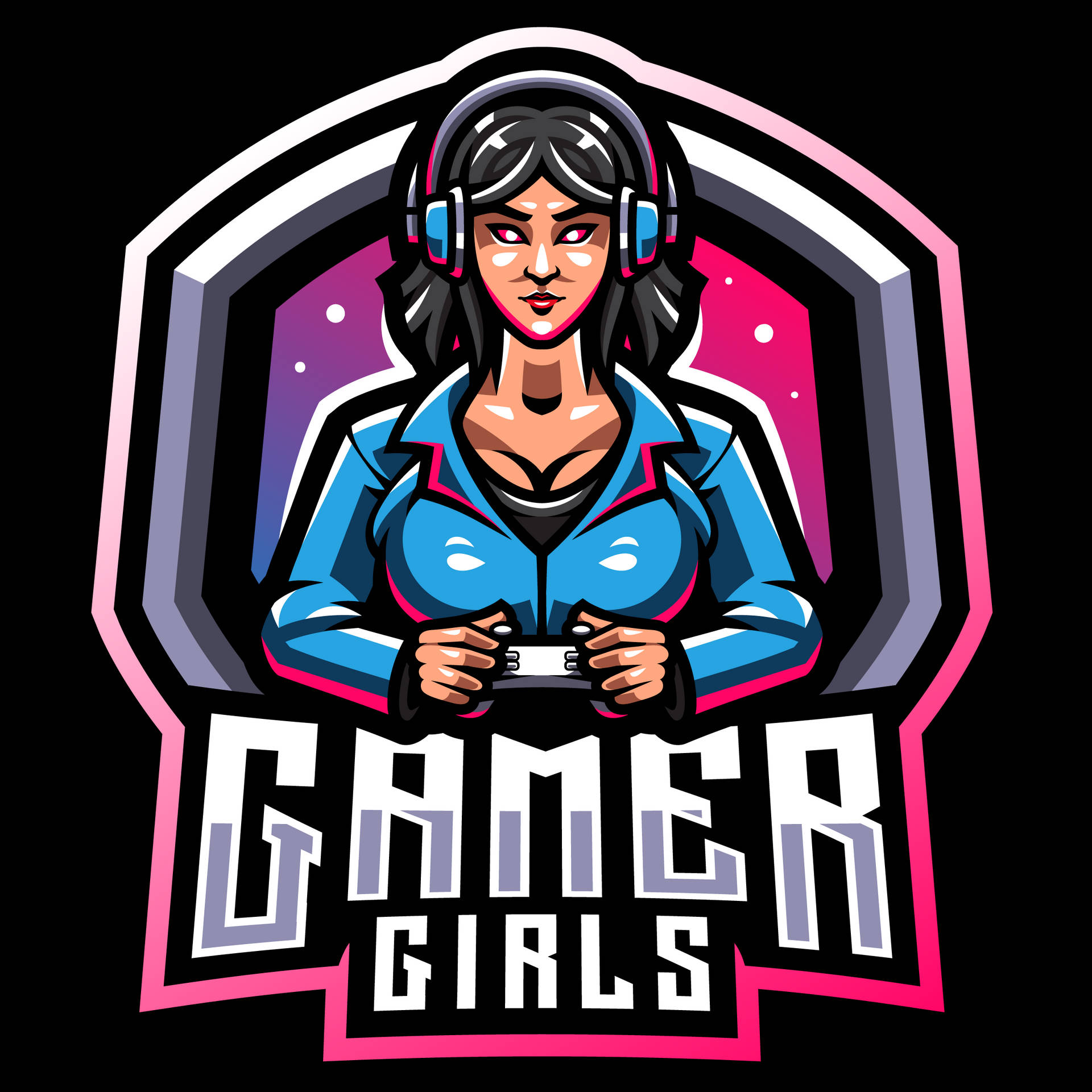 Intimidating Girl Gamer Logo Wallpaper