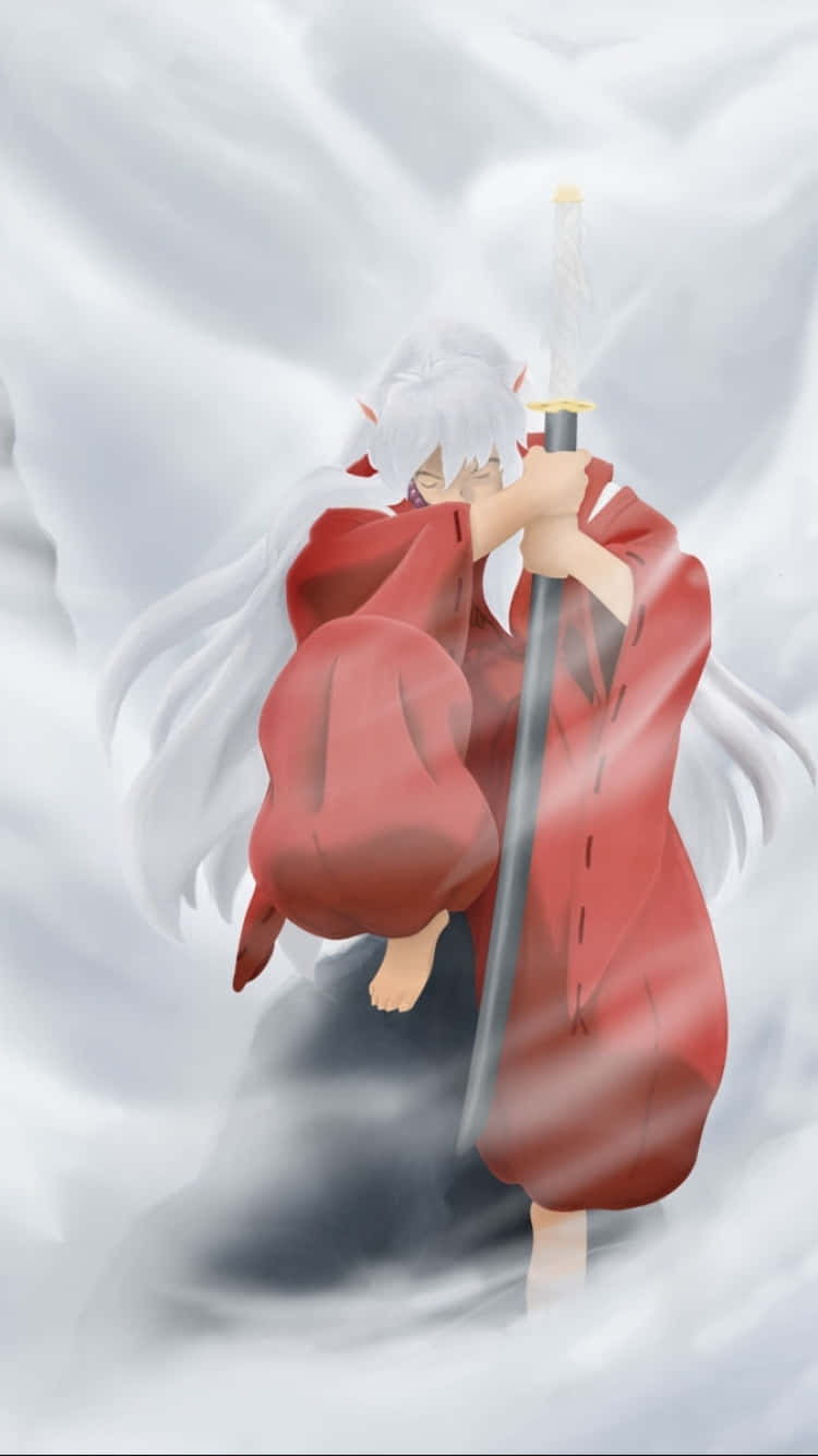 Inuyasha With White Clouds Phone Wallpaper