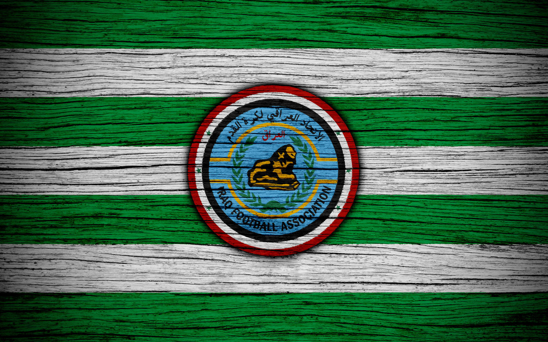 Caption: Enthusiasm and Dedication — The Iraq Football Association Stripes Wallpaper