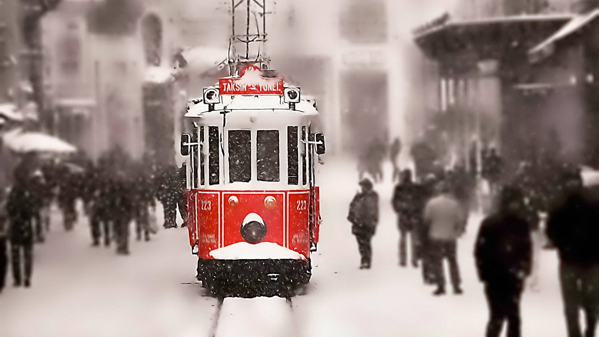 Istanbul's Red Vintage Train Wallpaper