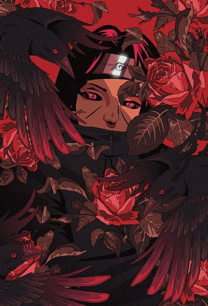 Itachi Uchiha With Rose Flowers Picture