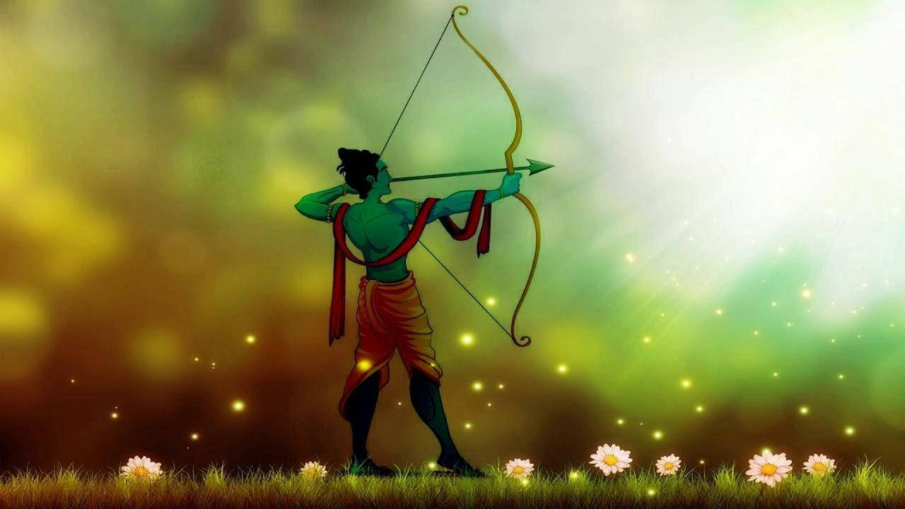 Jai Shri Ram Rama Aiming Bow And Arrow Wallpaper