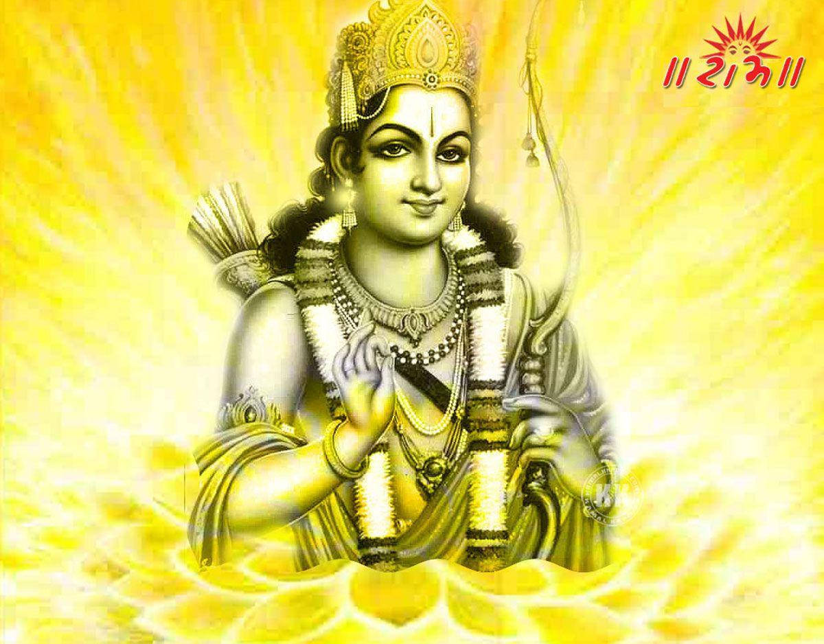 Jai Shri Ram Rama On Yellow Lotus Wallpaper
