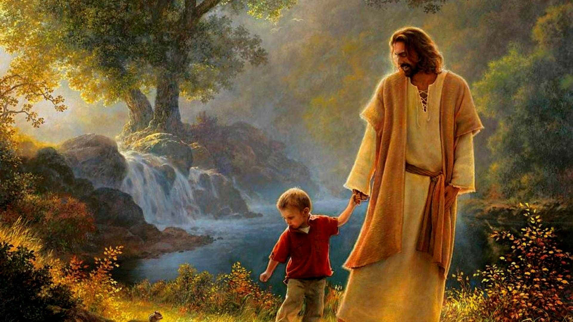 Jesus Christ And Kid Painting Picture