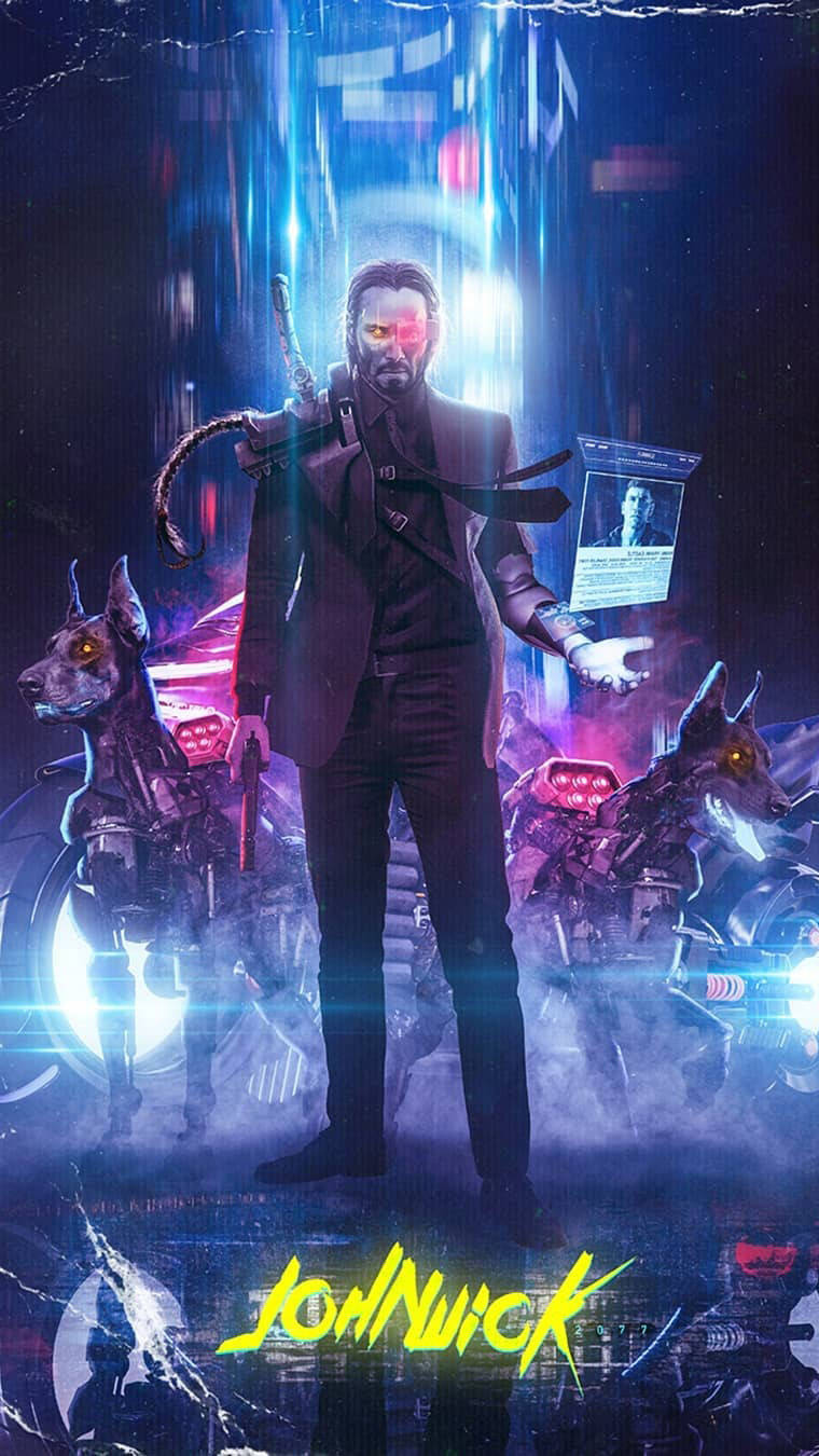 John Wick Cyberpunk iPhone X Wallpaper
