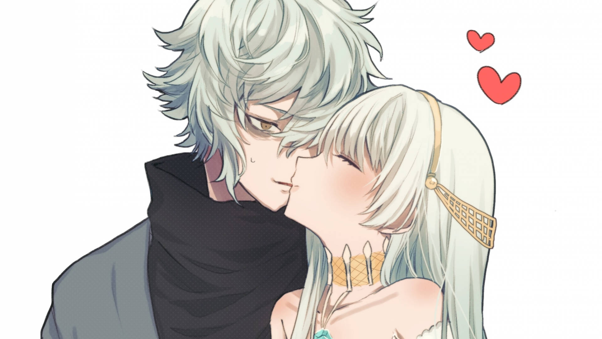 Kadoc And Anastasia Anime Couple Kiss Wallpaper