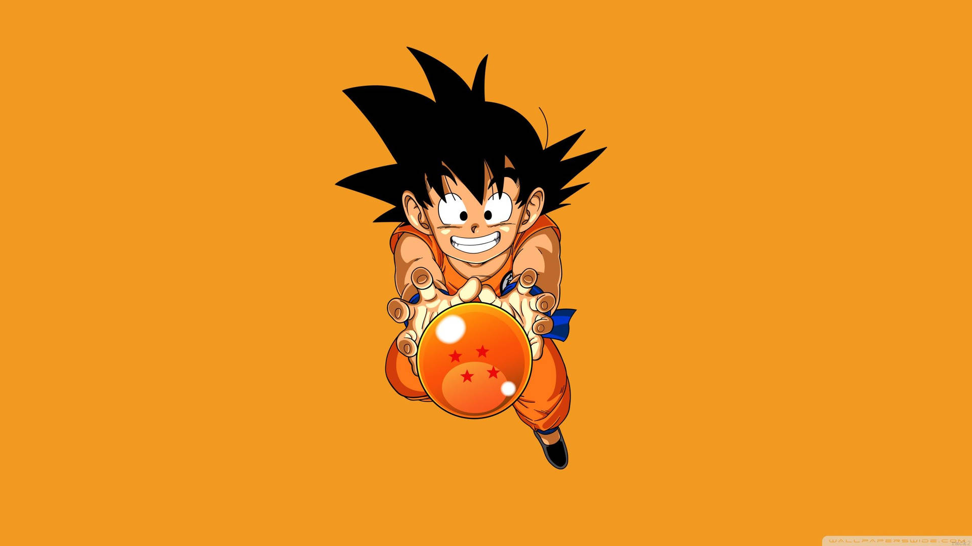 "Kid Goku proudly holding the 4-star dragon ball" Wallpaper