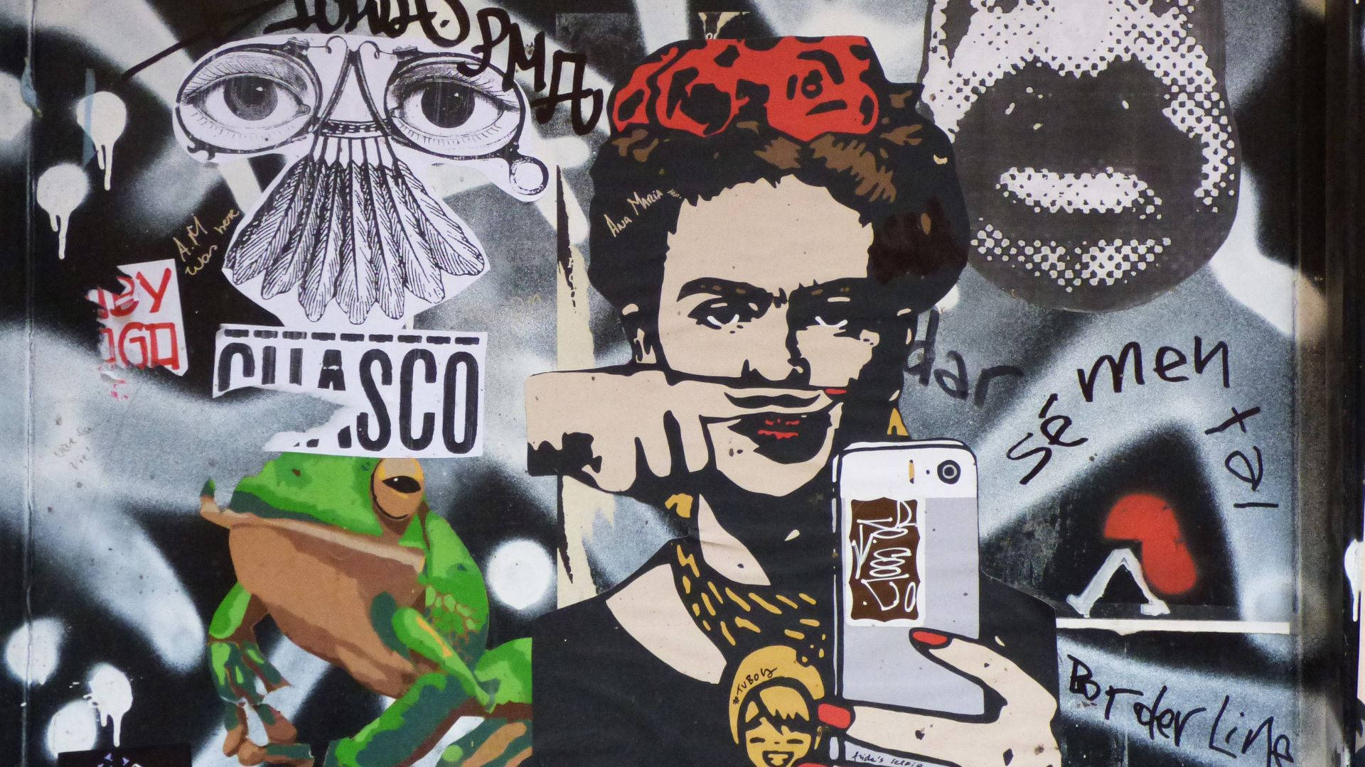 Frida Kahlo Selfie Kidcore Desktop Wallpaper