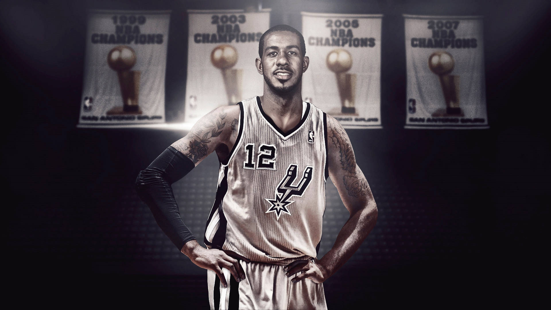 LaMarcus Aldridge Spurs NBA Banners Wallpaper