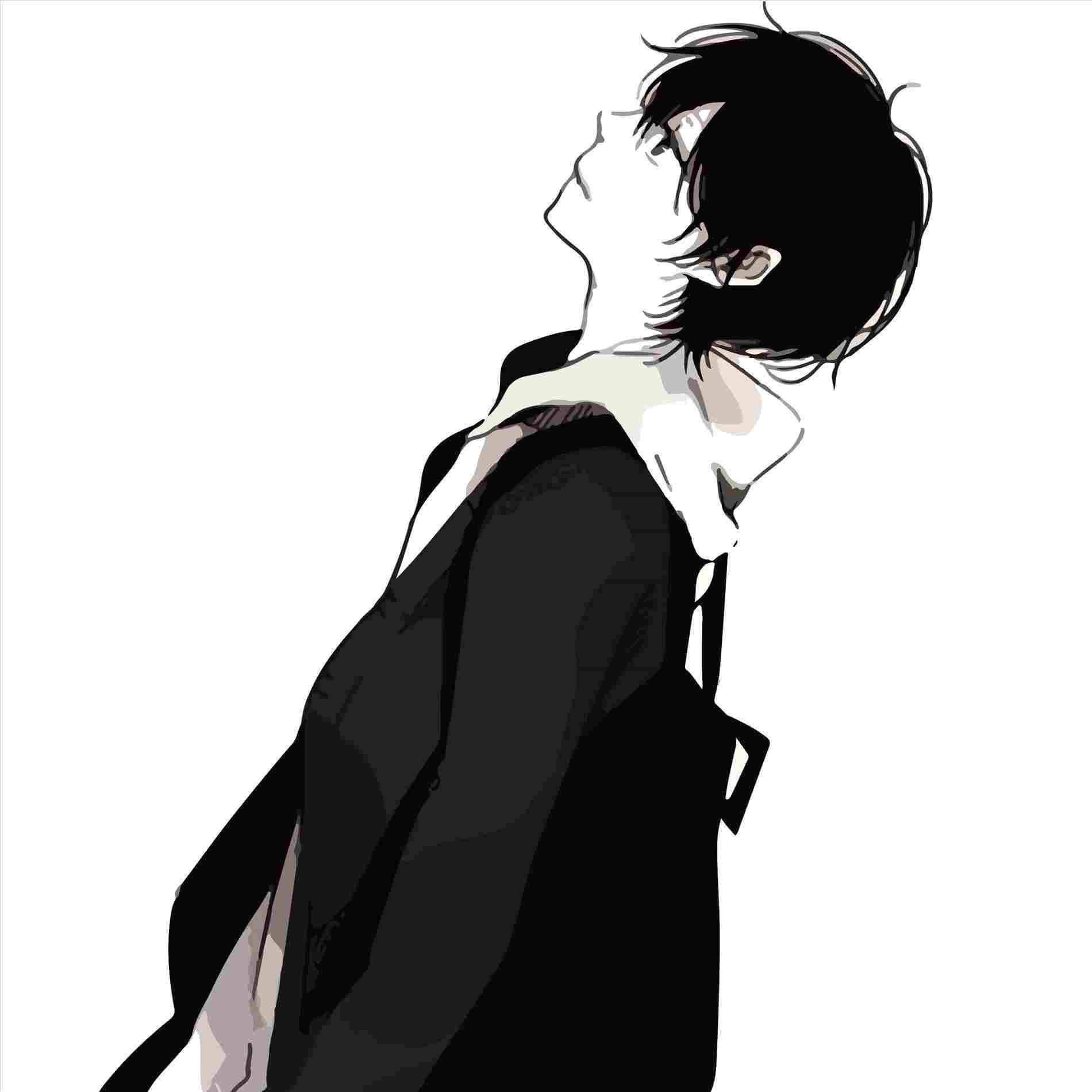 Moodful Monochrome - A Sad Anime Boy Pfp Wallpaper