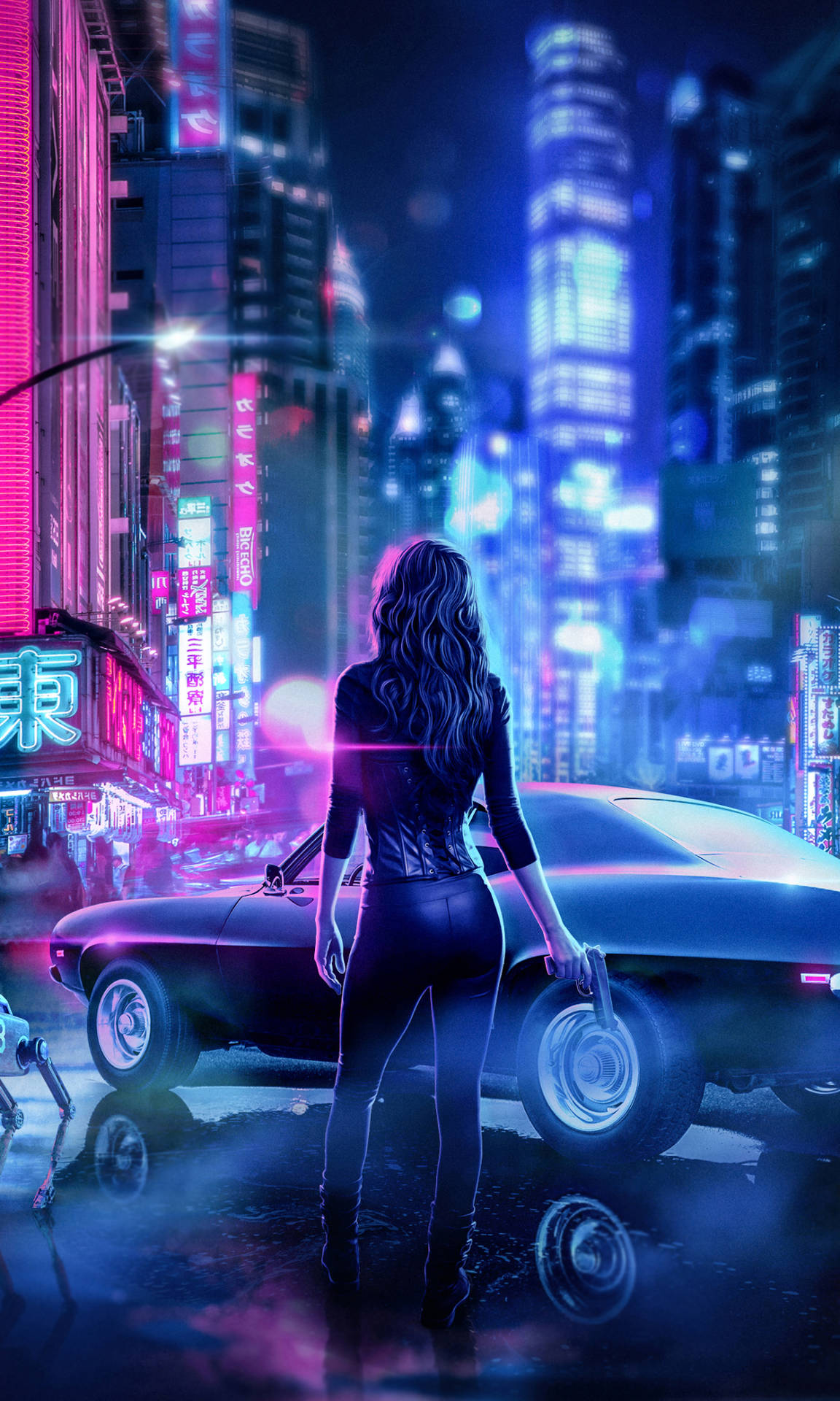 Leather Girl In Cyberpunk 2077 For Android Wallpaper