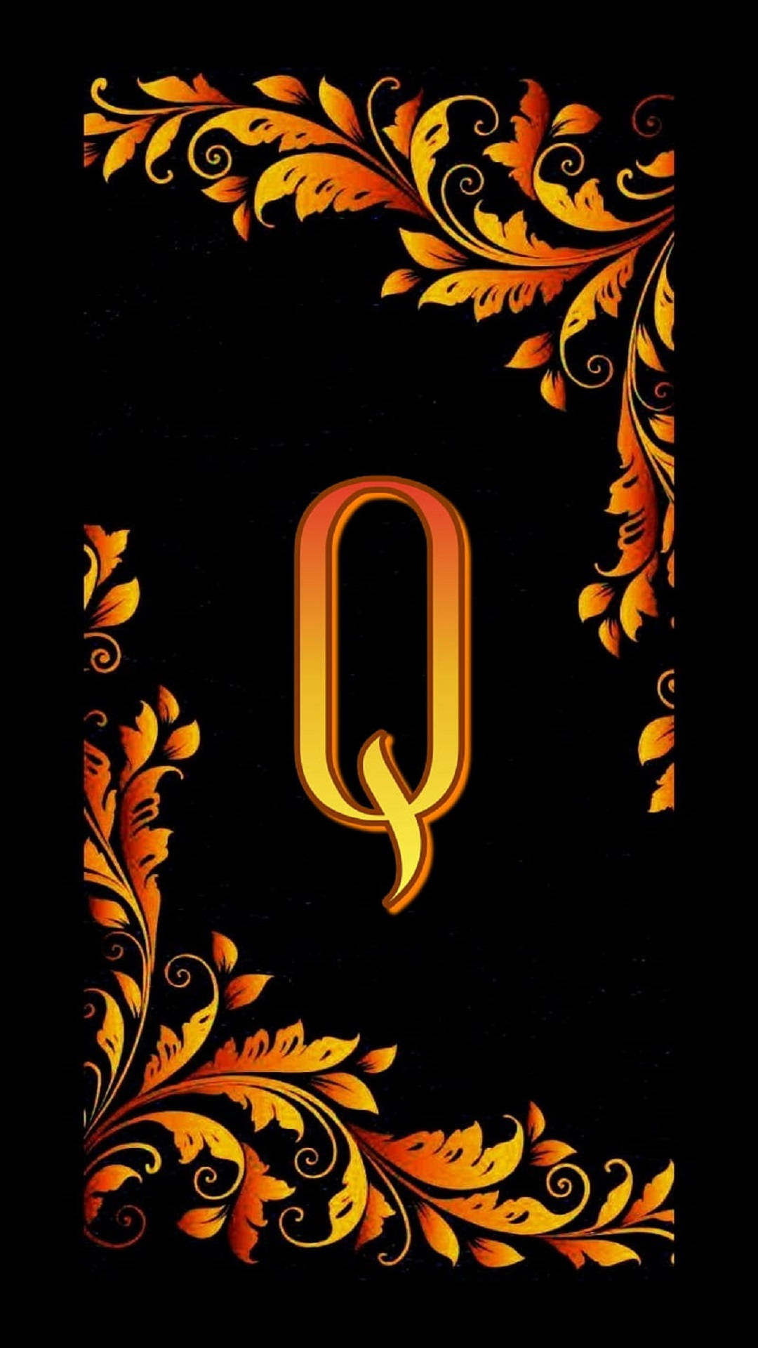 “Letter Q Embraced by Autumn Leaves” Wallpaper