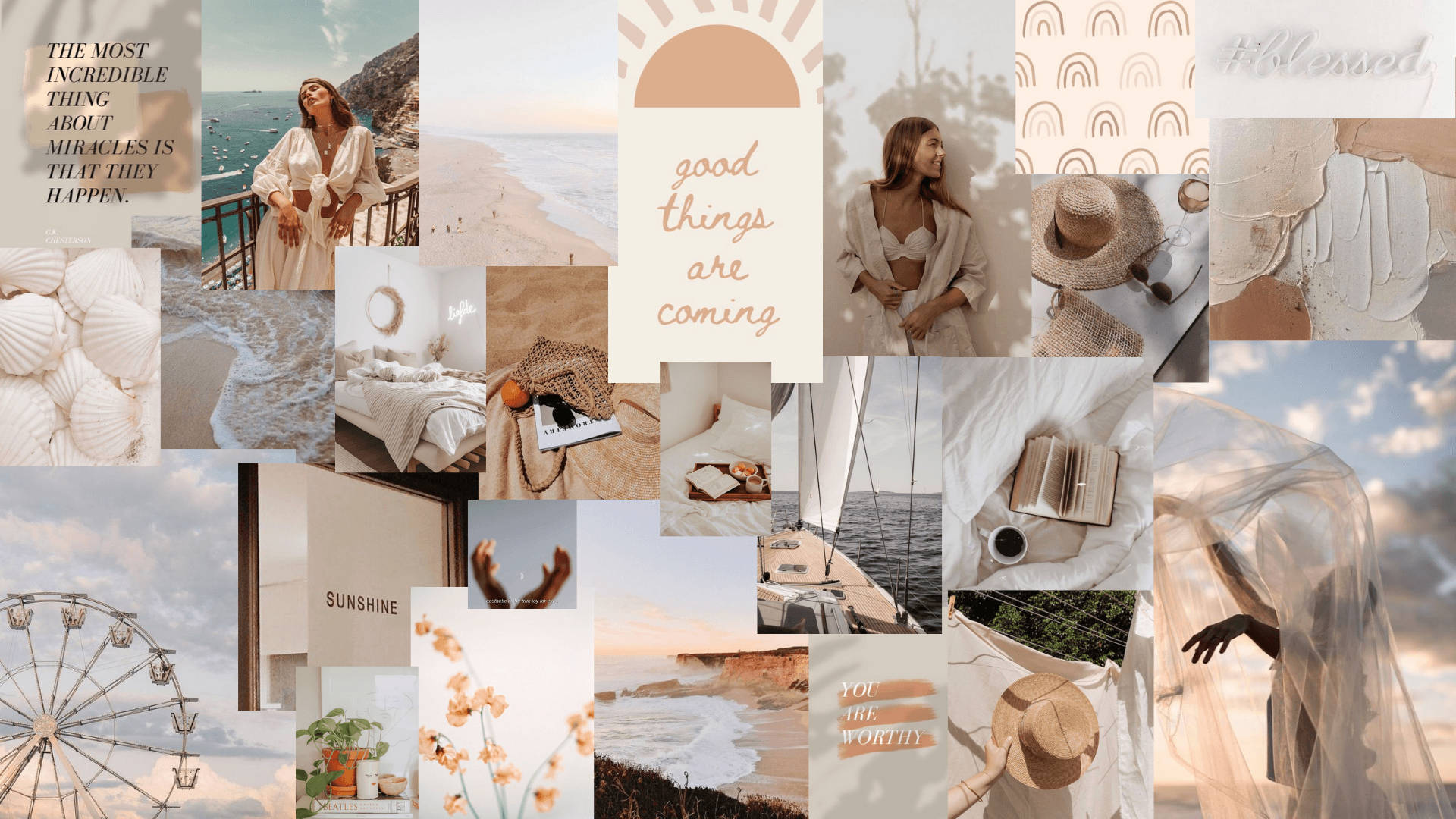 Light Orange And White Collage Neutral Background Wallpaper