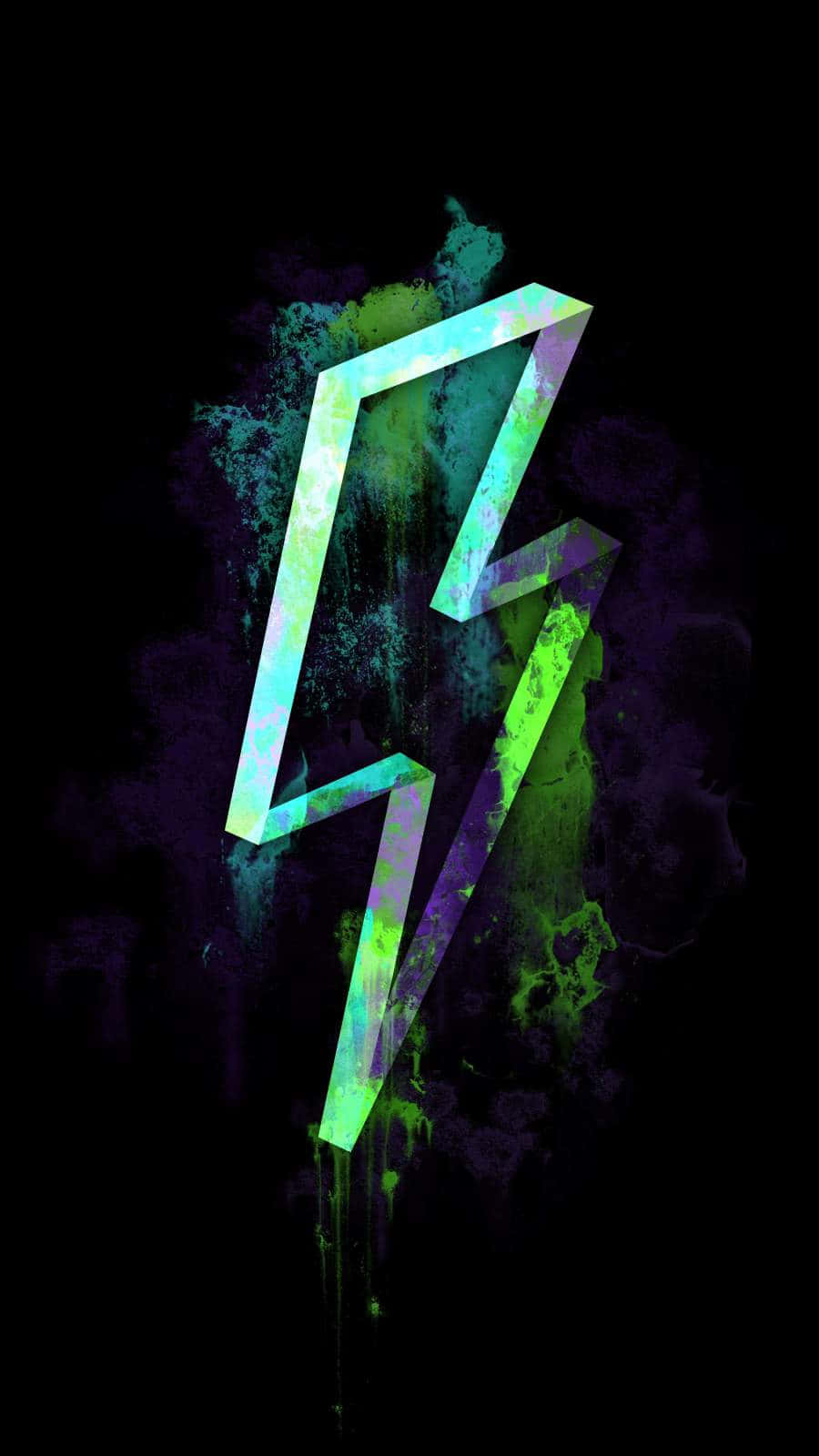 A Green And Blue Lightning Bolt On A Black Background Wallpaper