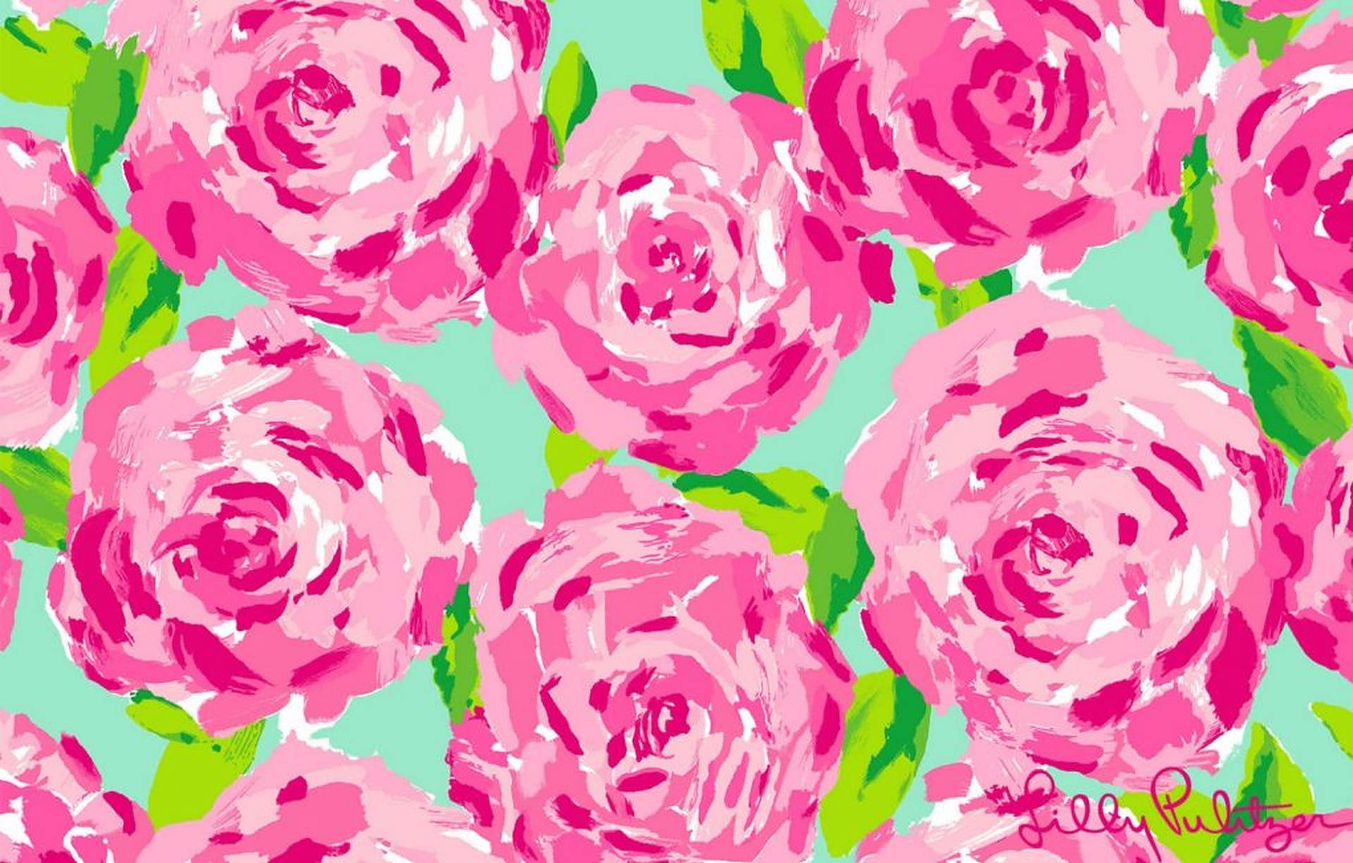 Lilly Pulitzer Pink Roses Wallpaper